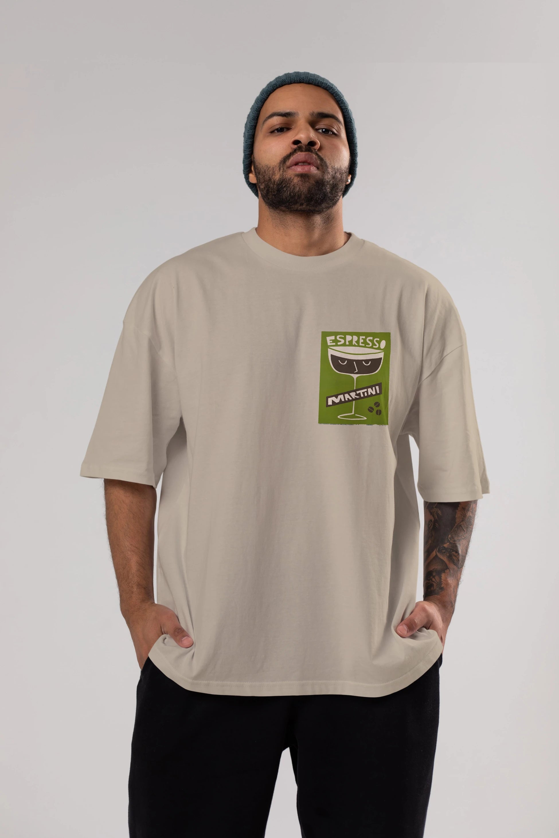Espresso Martini 2 Ön Sol Baskılı Oversize t-shirt Erkek Kadın Unisex %100 Pamuk Bisiklet Yaka tişort