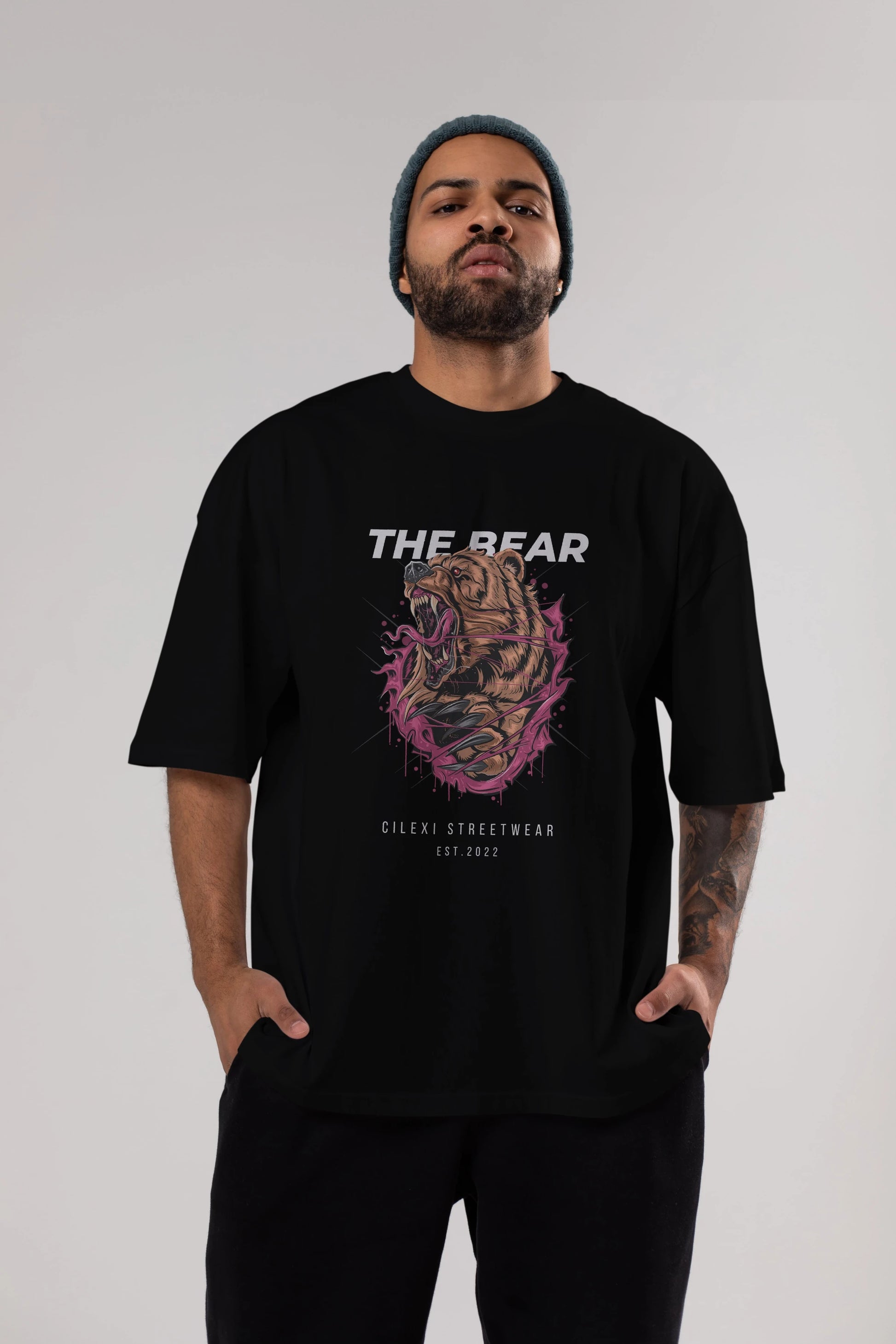 The Bear Ön Baskılı Oversize t-shirt Erkek Kadın Unisex