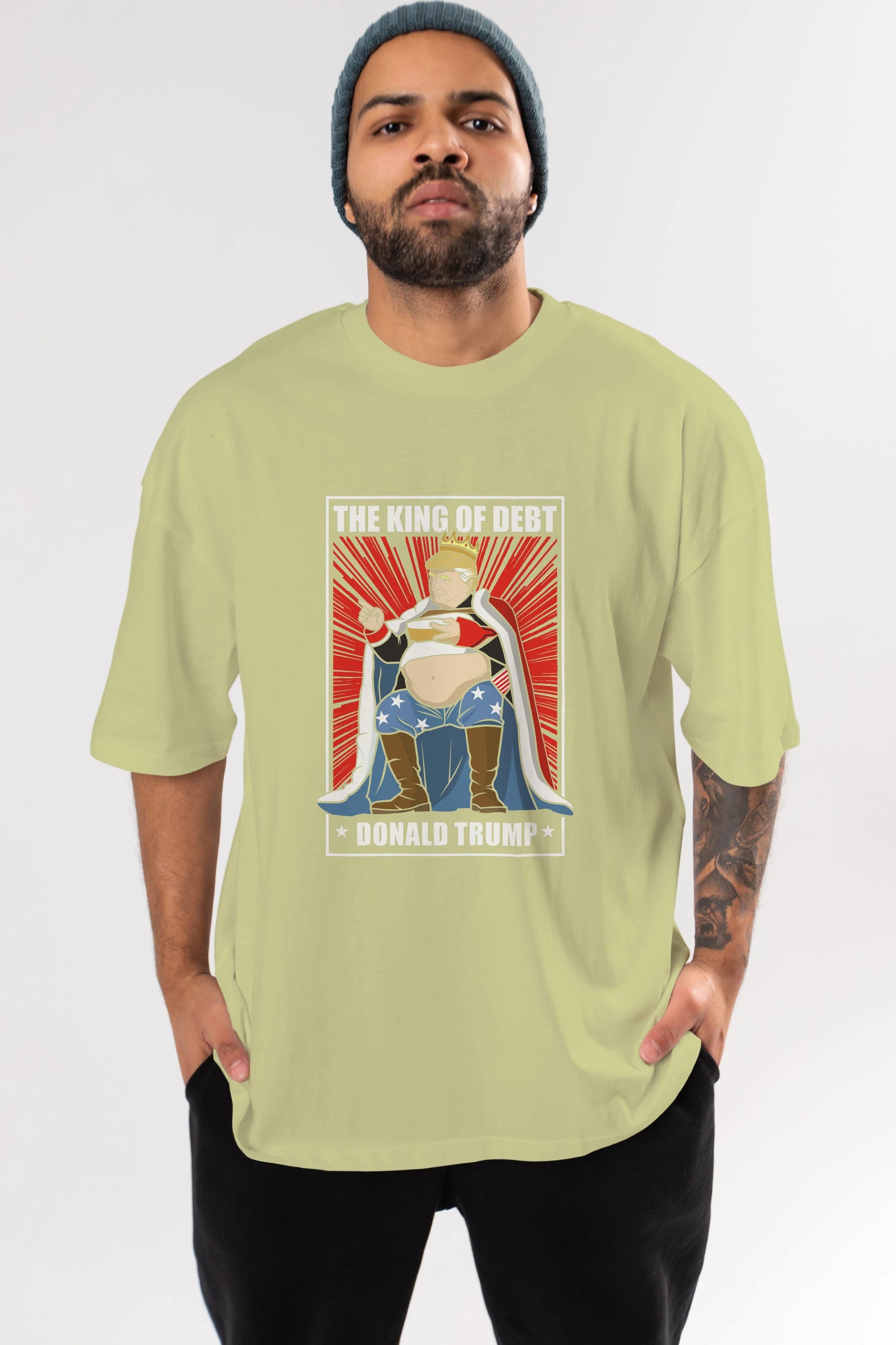 Trump King Ön Baskılı Oversize t-shirt Erkek Kadın Unisex %100 Pamuk tişort