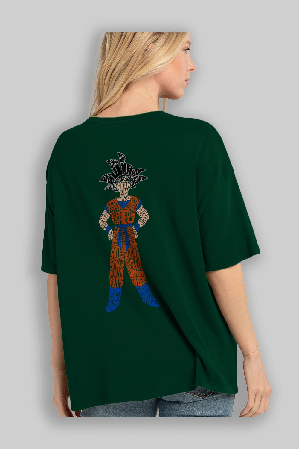 Goku Arka Baskılı Oversize t-shirt %100 pamuk Erkek Kadın Unisex