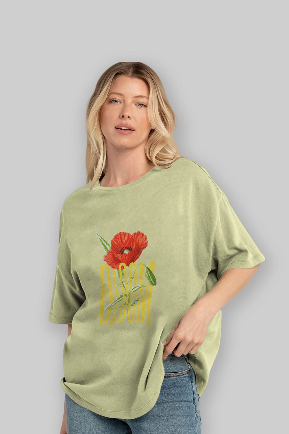 Bloom Flower Ön Baskılı Oversize t-shirt Erkek Kadın Unisex