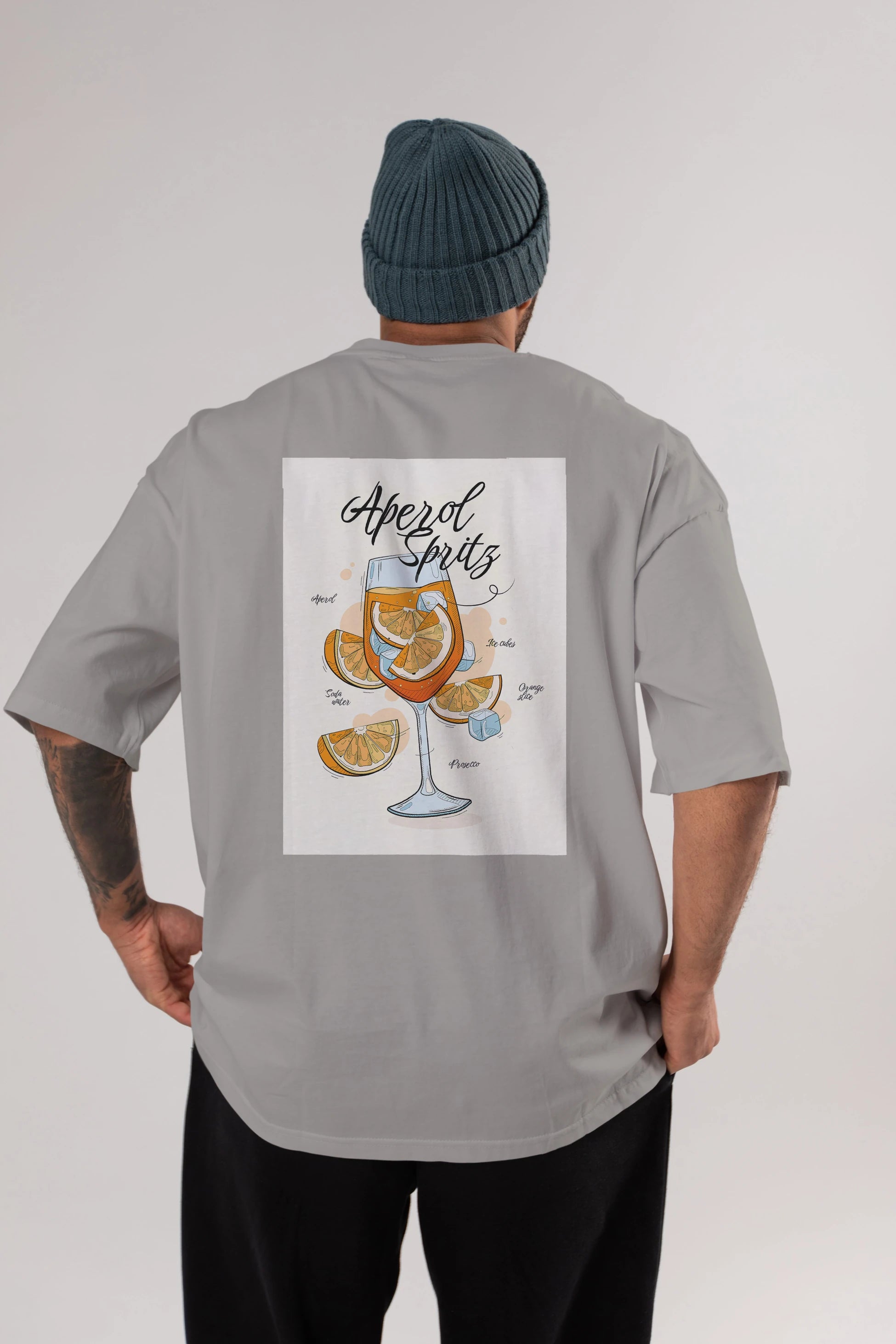 Aperol Spritz 6 Arka Baskılı Oversize t-shirt Erkek Kadın Unisex %100 Pamuk Bisiklet Yaka tişort