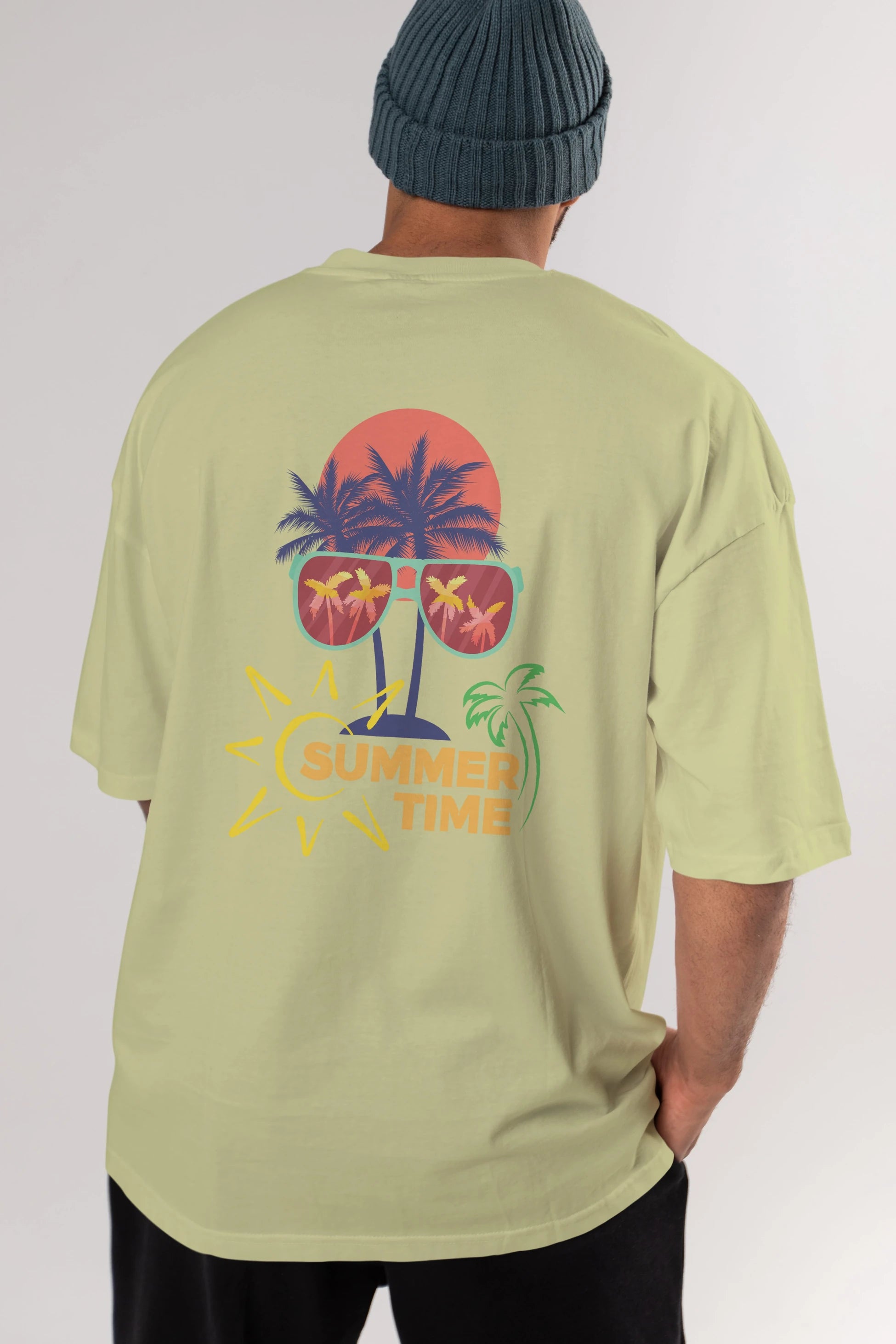 Summer Time Yazılı Arka Baskılı Oversize t-shirt Erkek Kadın Unisex
