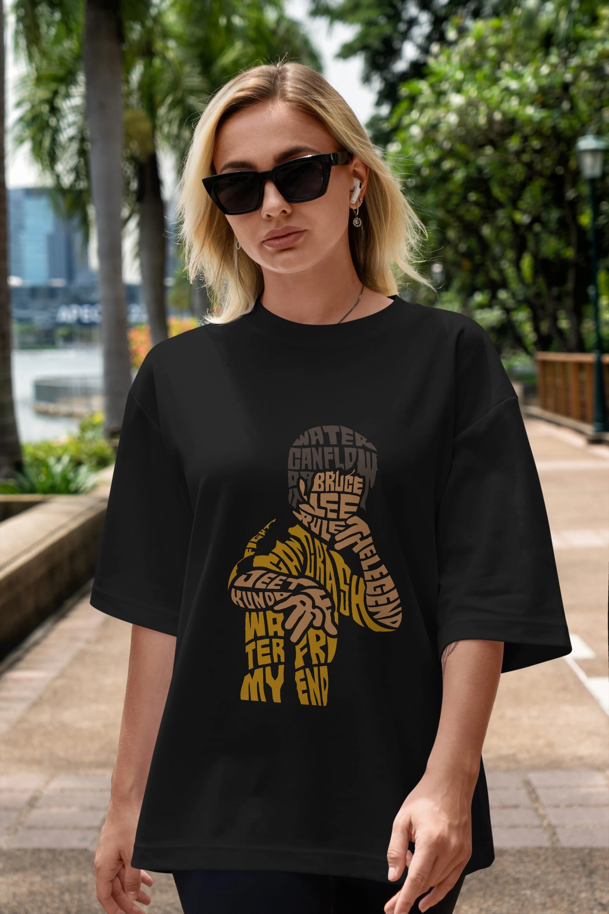 Bruce Lee Ön Baskılı Oversize t-shirt %100 pamuk Erkek Kadın Unisex