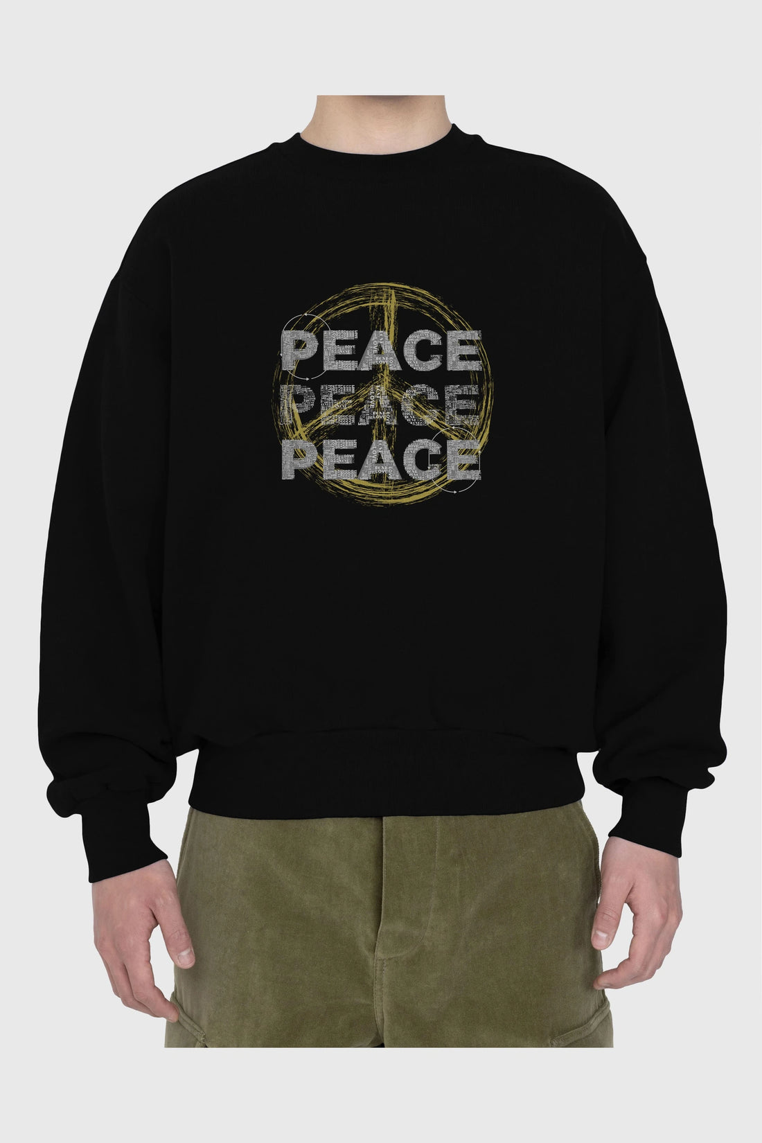 Peace Yazılı Ön Baskılı Oversize Sweatshirt Erkek Kadın Unisex