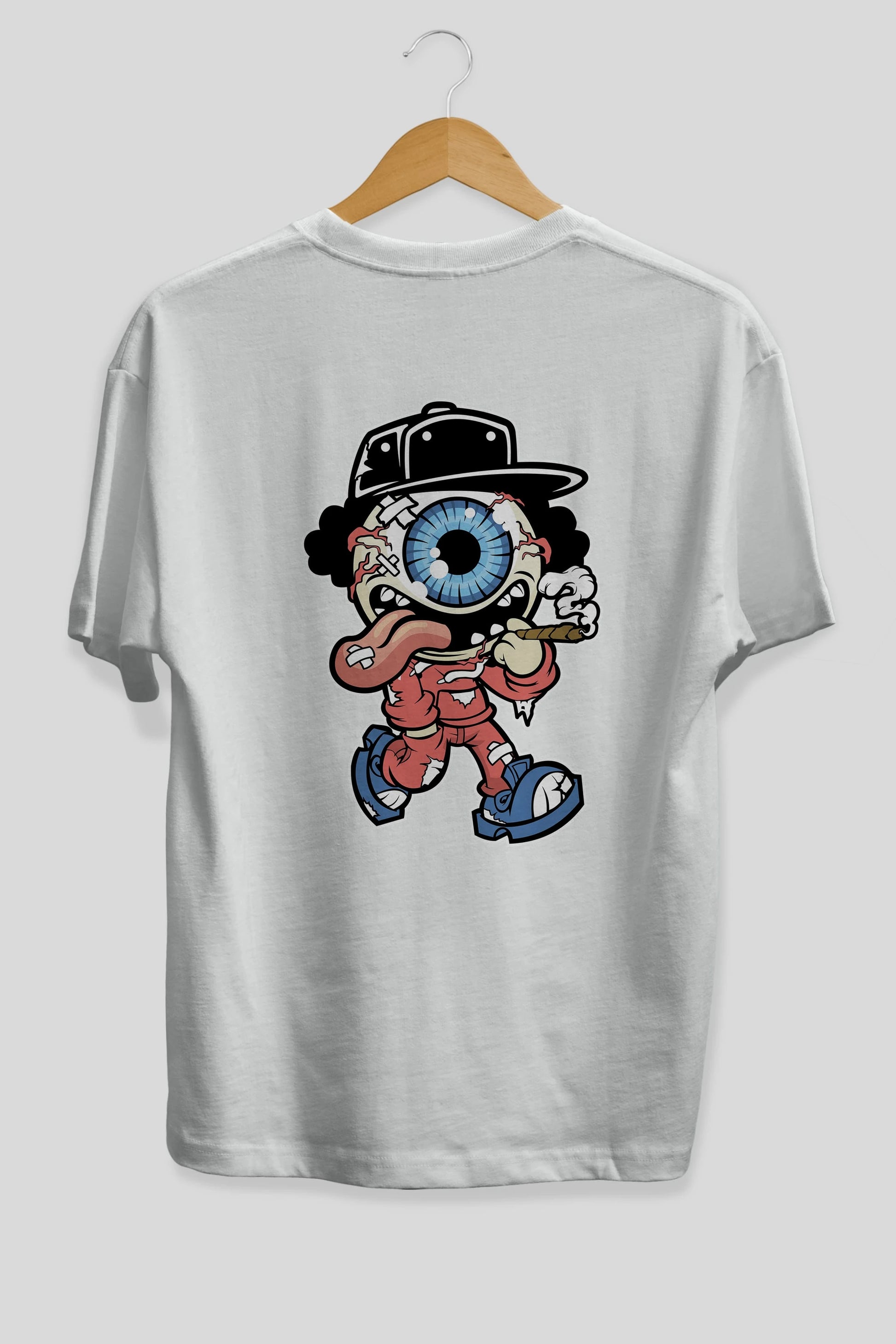 Eyeball Monster Arka Baskılı Oversize t-shirt Erkek Kadın Unisex %100 Pamuk tişort