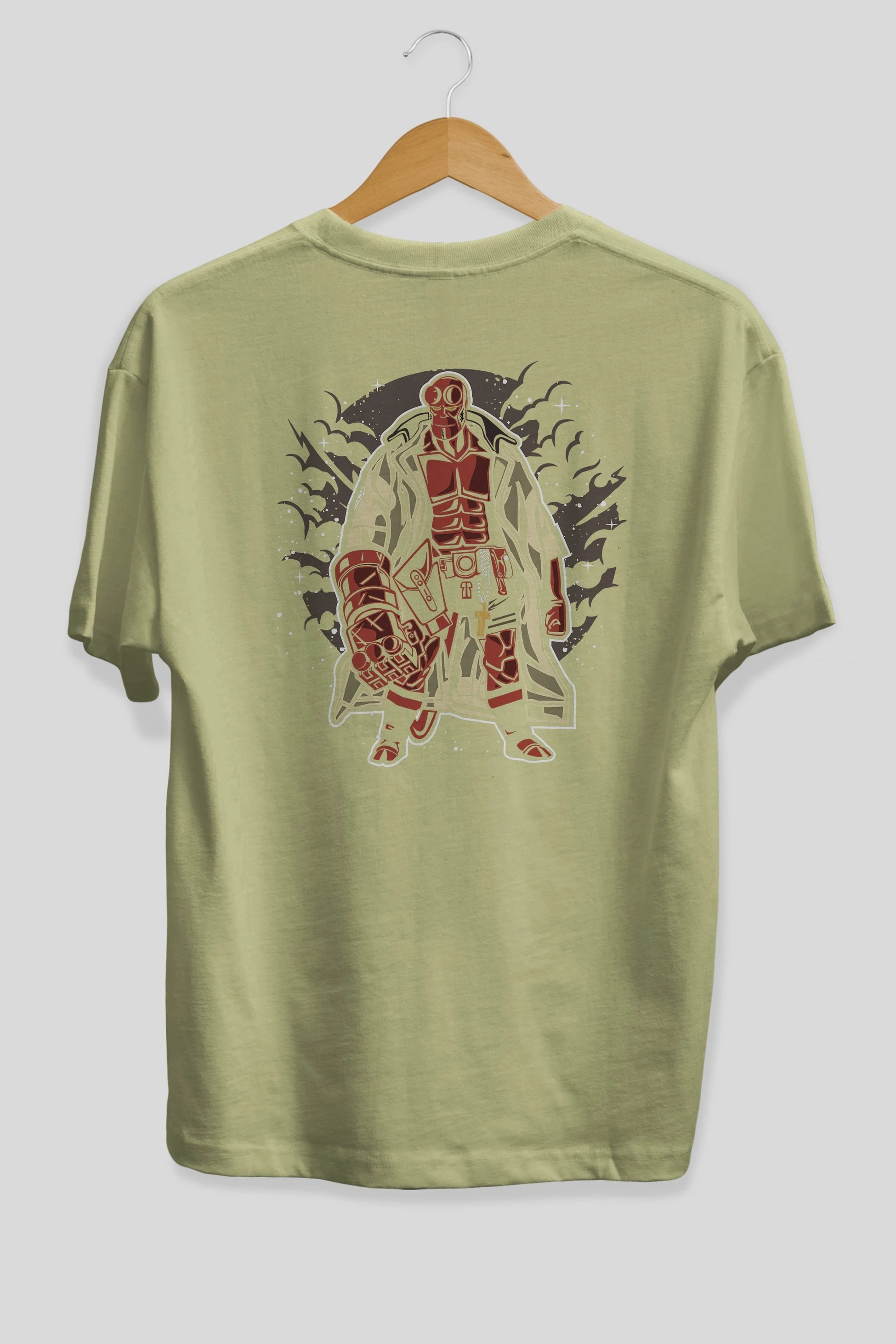 Hellboy Arka Baskılı Oversize t-shirt Erkek Kadın Unisex %100 Pamuk