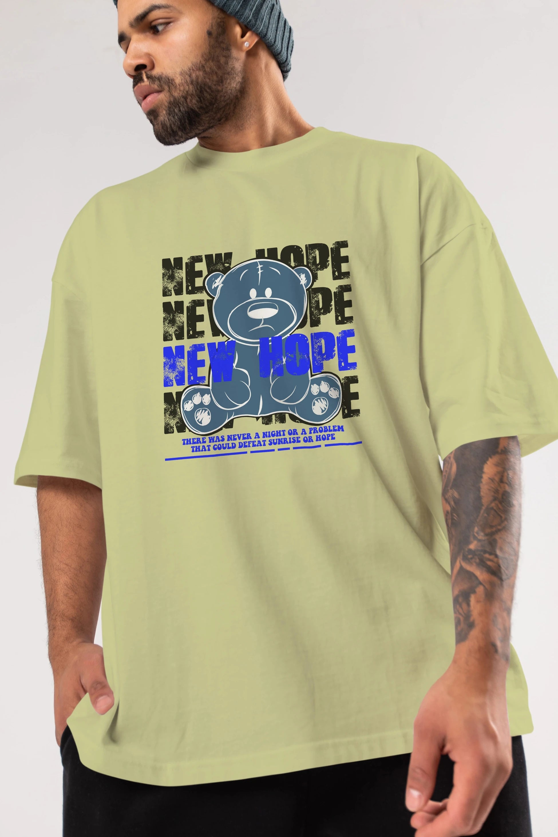 Teddy Bear New Hope Ön Baskılı Oversize t-shirt Erkek Kadın Unisex
