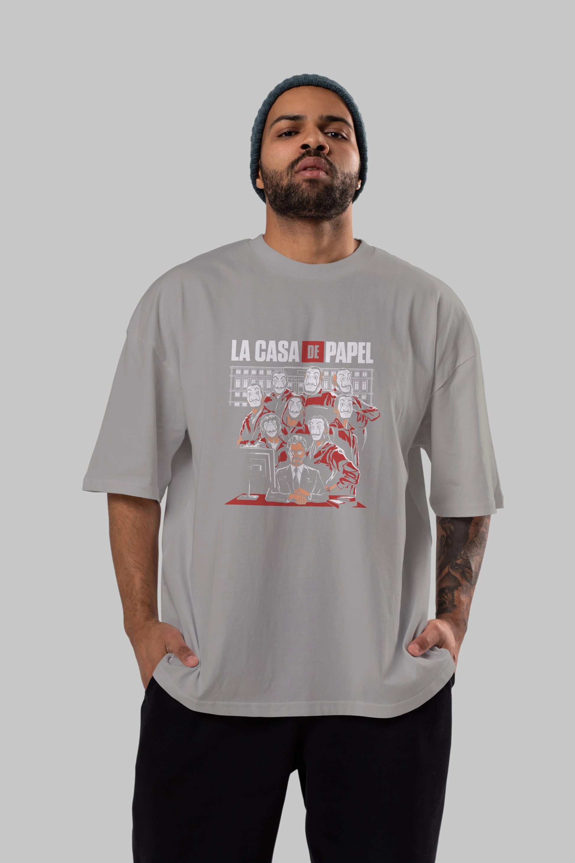 La Casa De Papel (5) Ön Baskılı Oversize t-shirt Erkek Kadın Unisex %100 Pamuk Bisiklet Yaka tişort