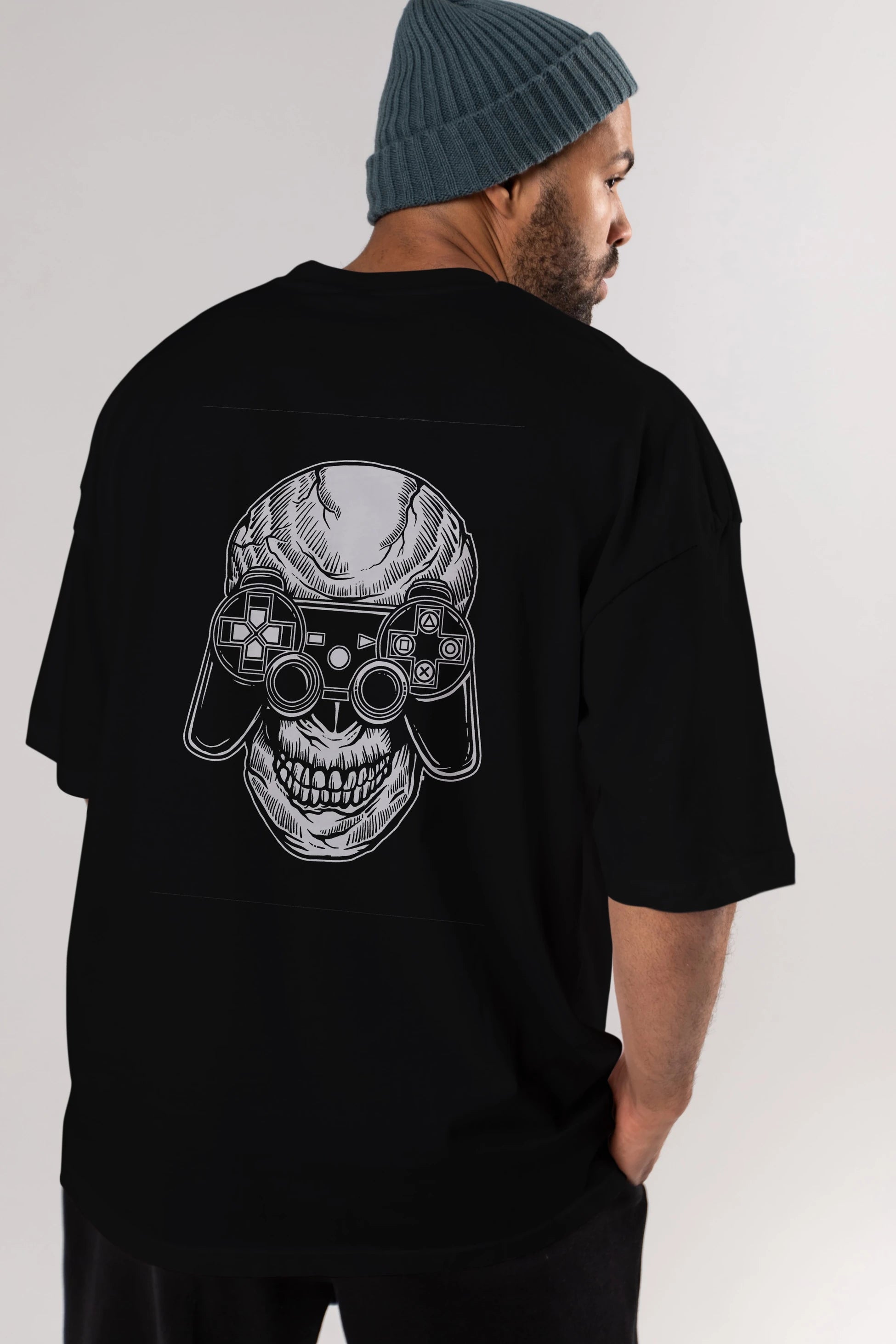 Skull Gamers Arka Baskılı Oversize t-shirt Erkek Kadın Unisex %100 Pamuk
