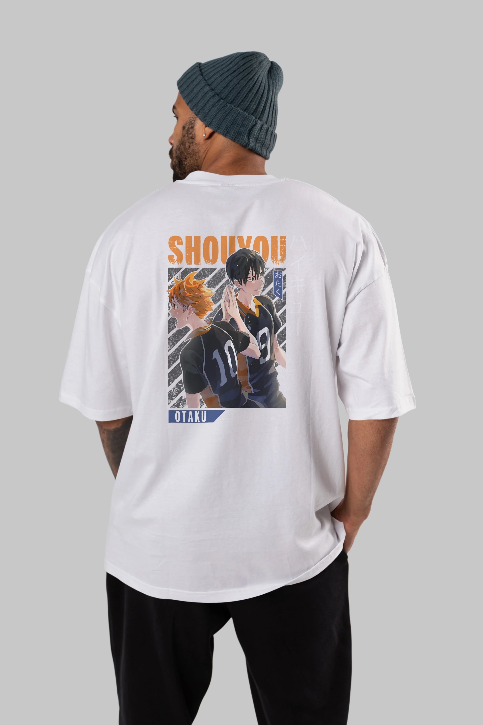 Shouyou Hinata 12 Anime Arka Baskılı Oversize t-shirt Erkek Kadın Unisex