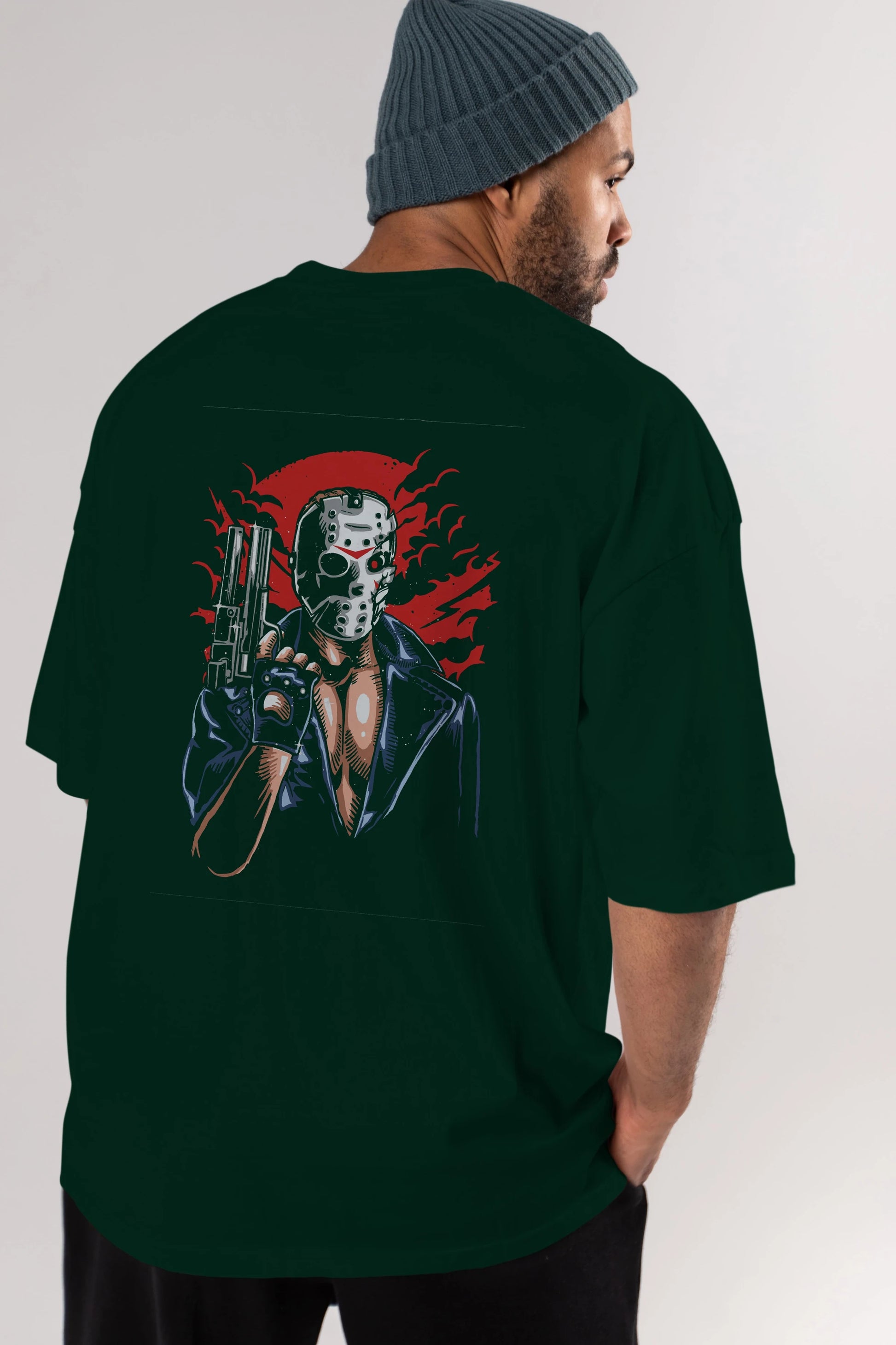 Jason Will Be Back Arka Baskılı Oversize t-shirt Erkek Kadın Unisex %100 Pamuk