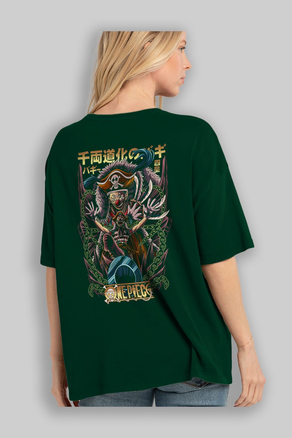 ONE PIECE (5) Anime Arka Baskılı Oversize t-shirt Erkek Kadın Unisex