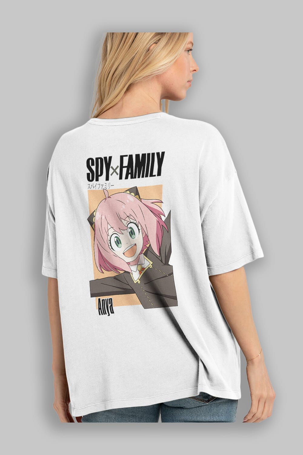 SPY X FAMILY Anya Anime Arka Baskılı Oversize t-shirt Erkek Kadın Unisex
