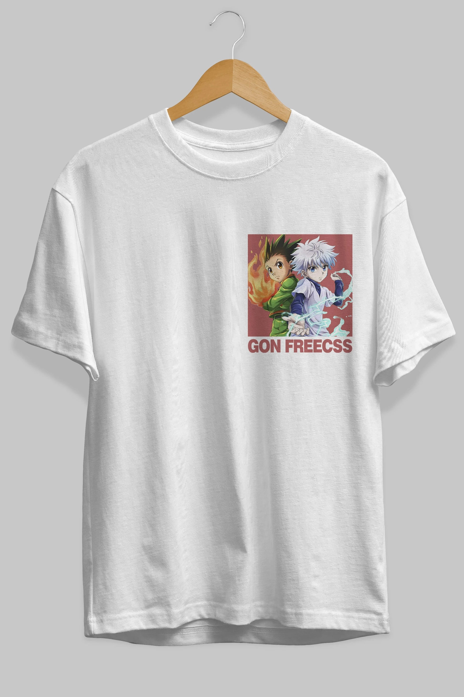 Gon Freecss HUNTER X HUNTER 4 Ön Sol Baskılı Oversize t-shirt Erkek Kadın Unisex %100 Pamuk Bisiklet Yaka tişort