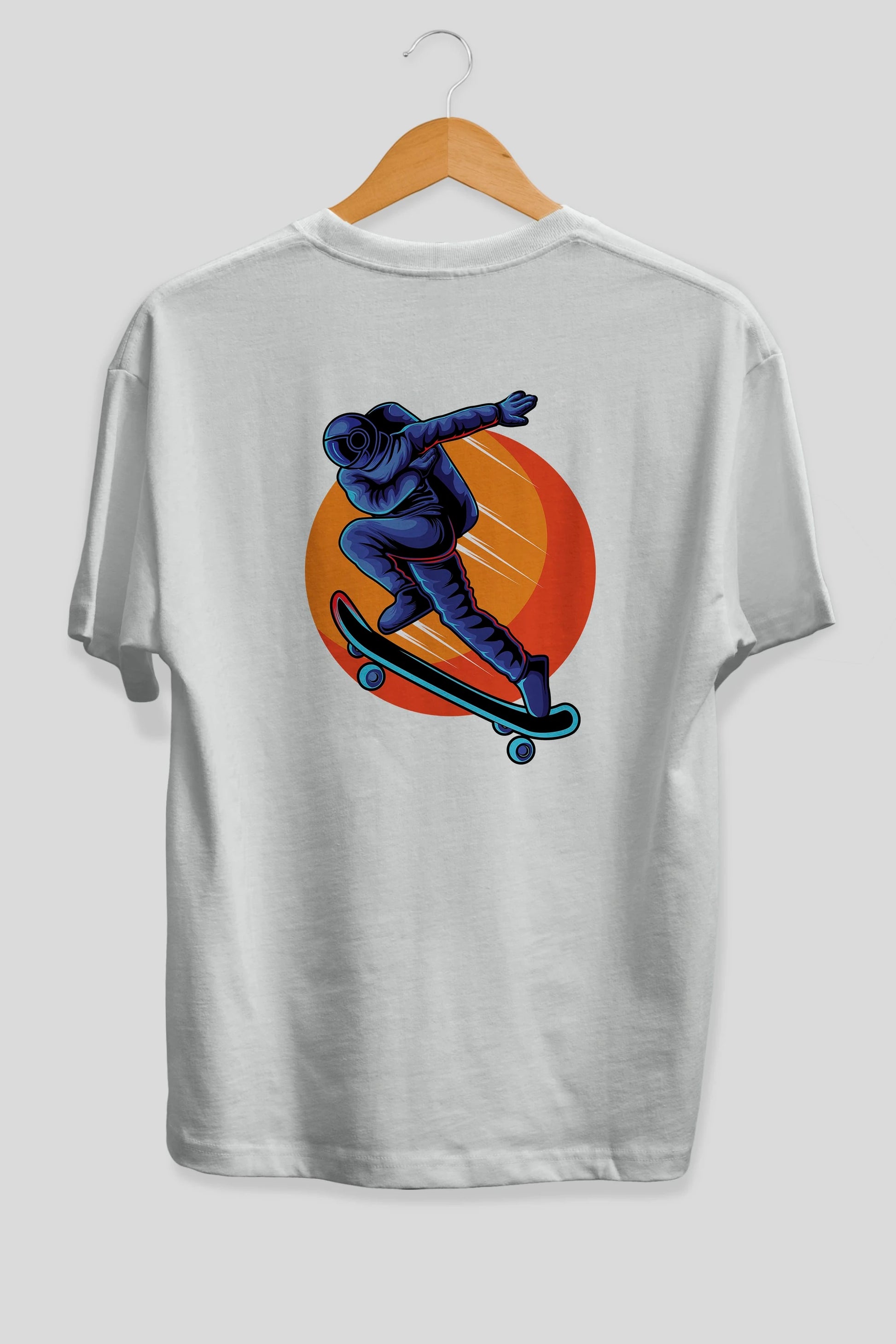 Astroskate Run Arka Baskılı Oversize t-shirt Erkek Kadın Unisex