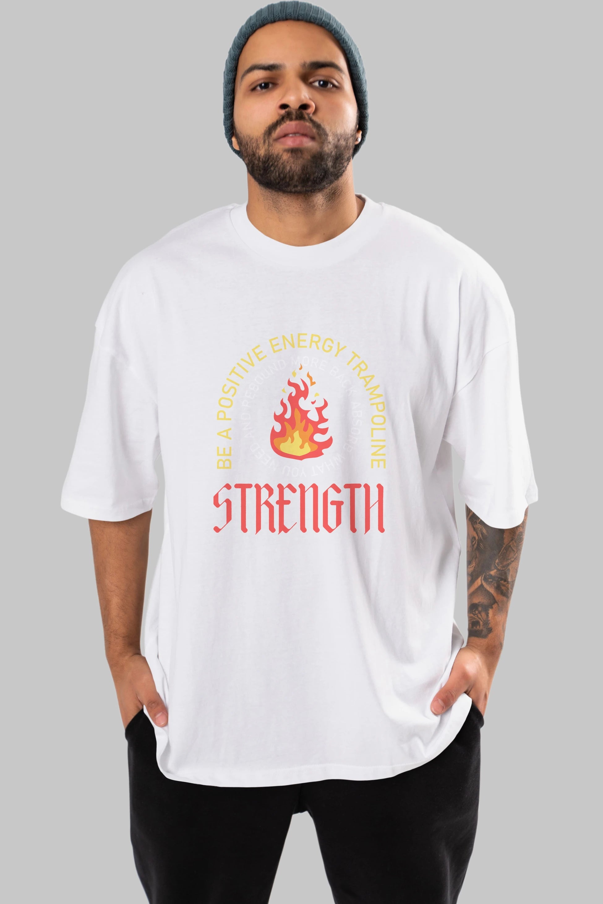 Positive Energy Ön Baskılı Oversize t-shirt Erkek Kadın Unisex