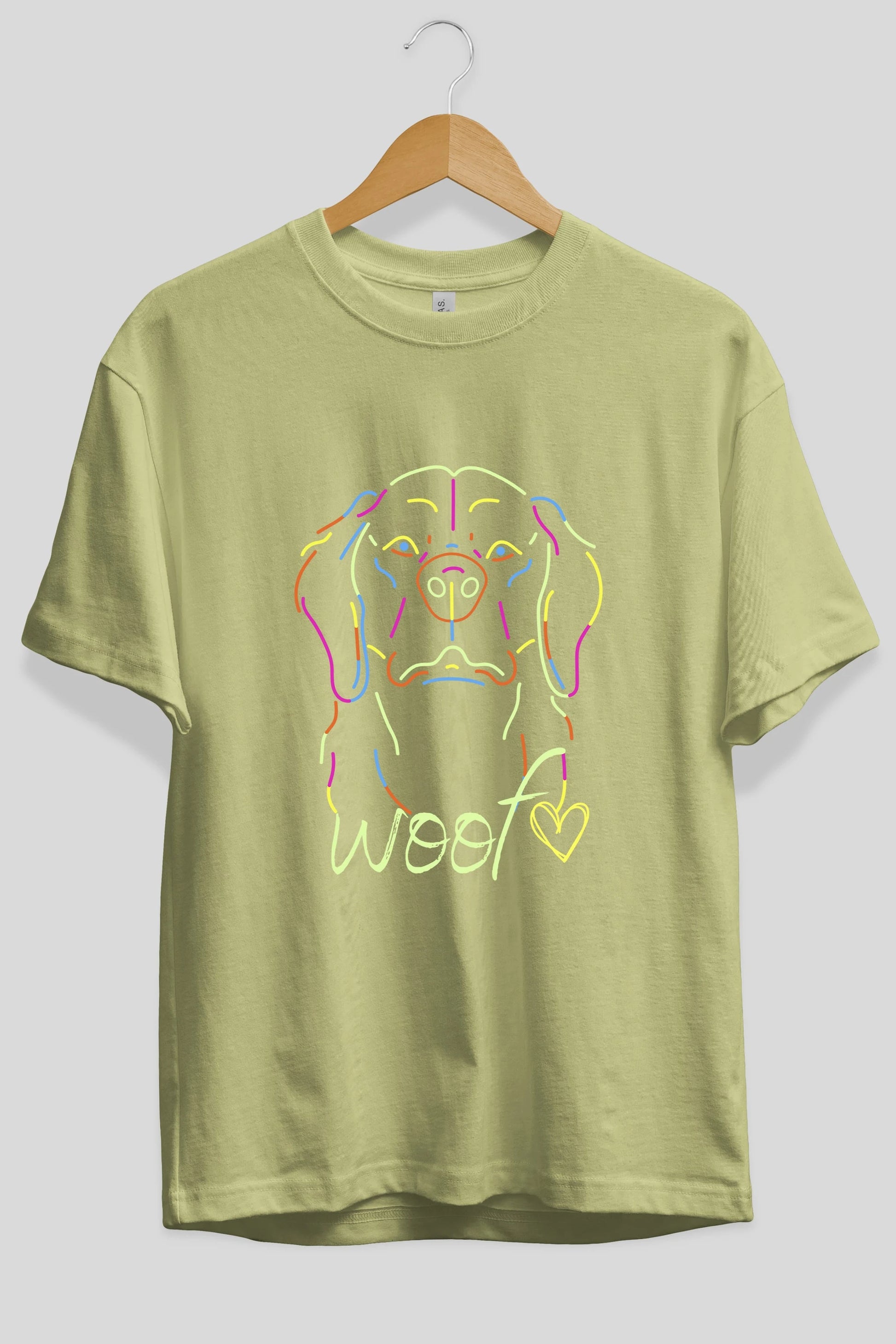 Neon Dog Ön Baskılı Oversize t-shirt Erkek Kadın Unisex
