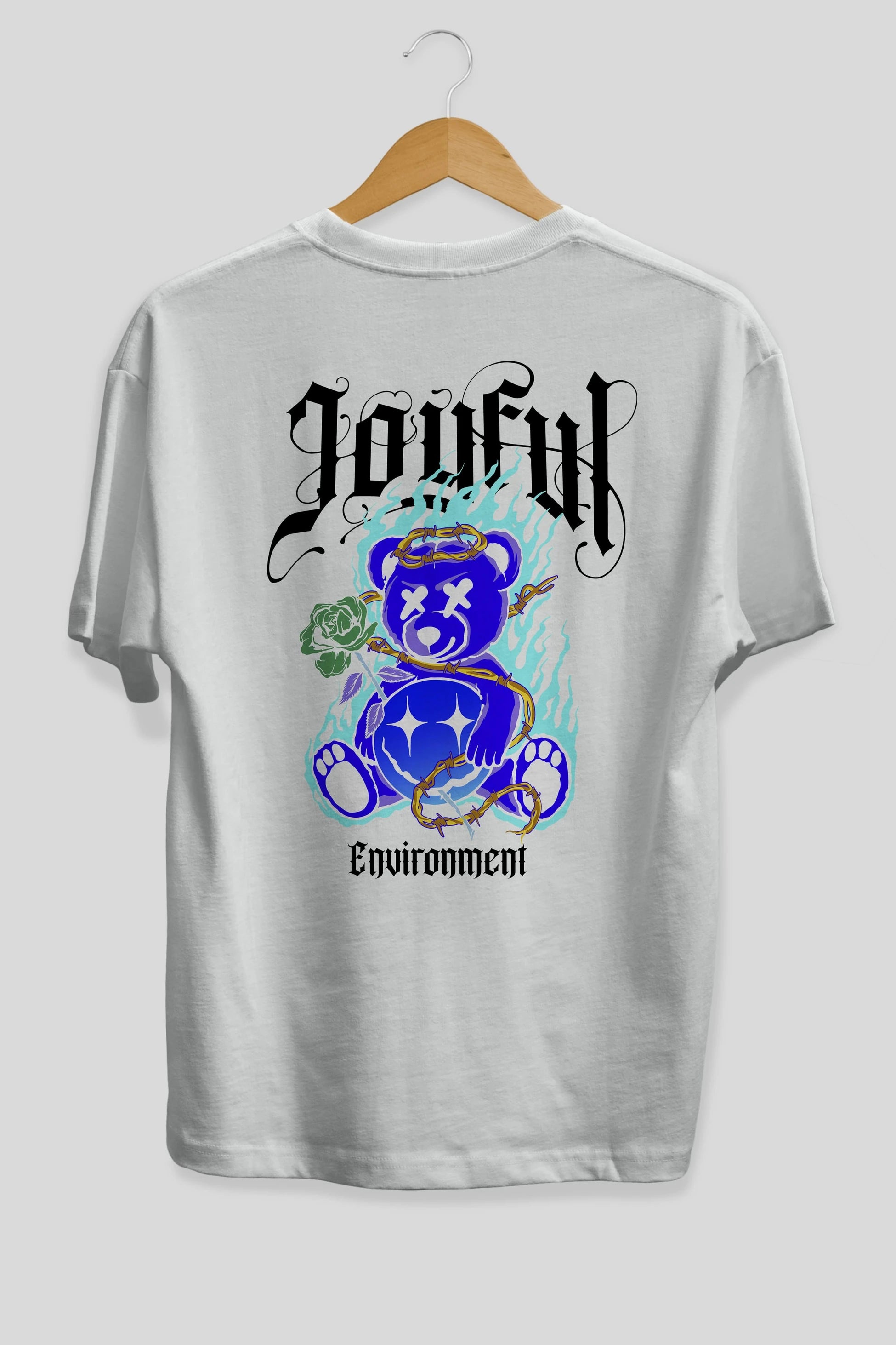 Joyful Bear Arka Baskılı Oversize t-shirt Erkek Kadın Unisex
