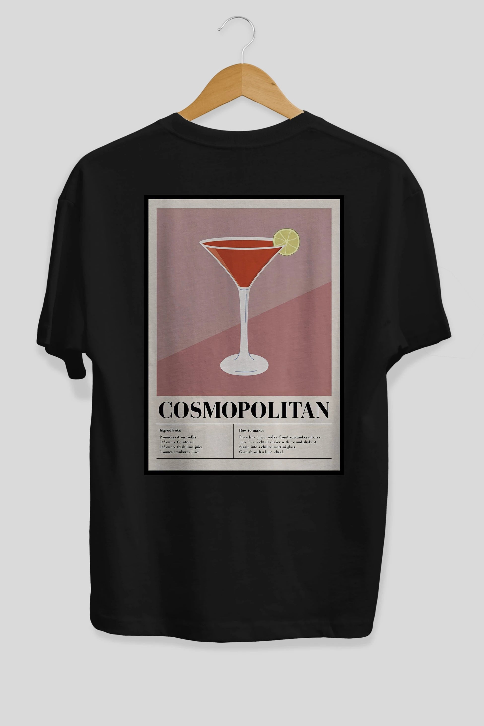 Cosmopolitan 3 Arka Baskılı Oversize t-shirt Erkek Kadın Unisex %100 Pamuk Bisiklet Yaka tişort