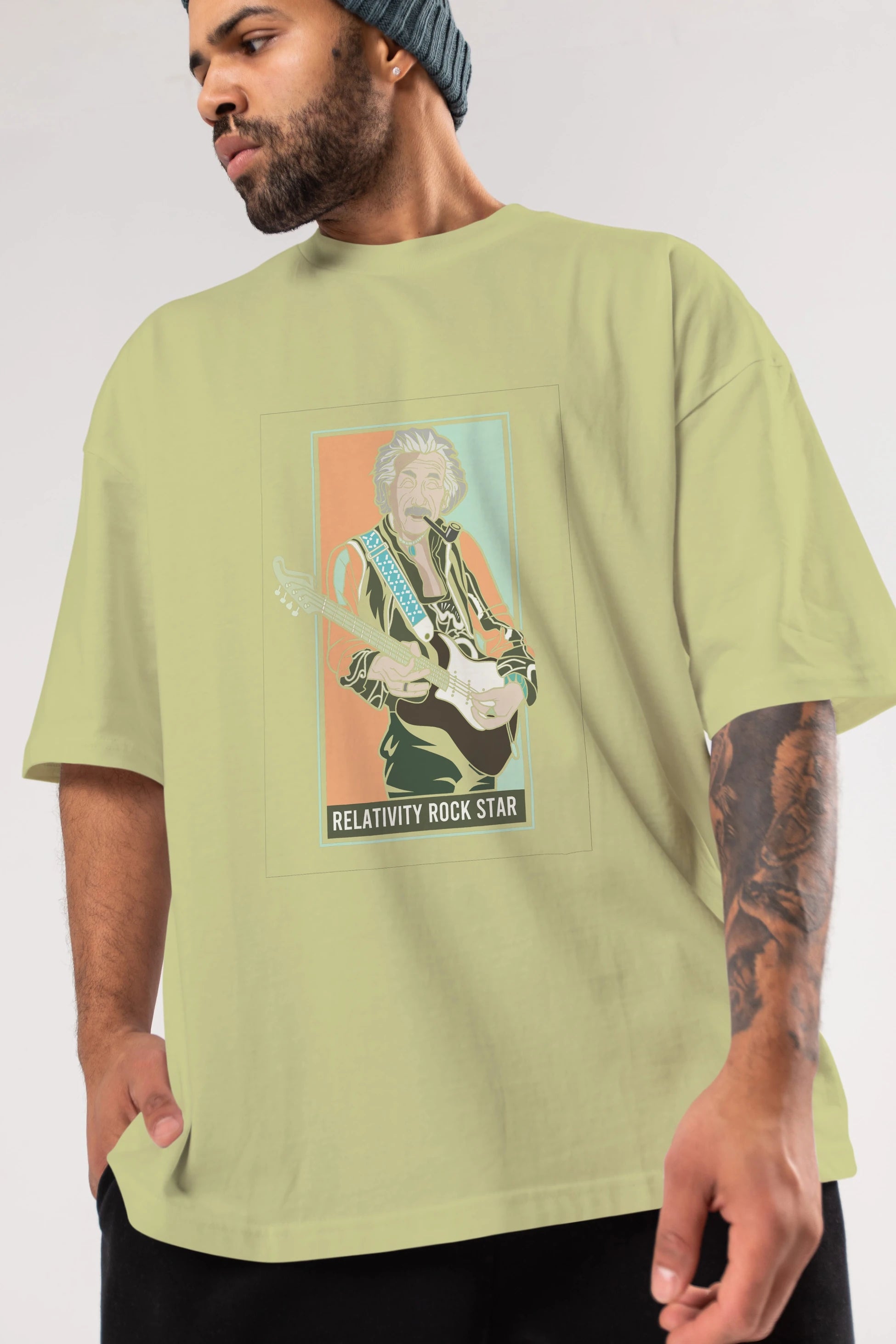 Jimmy Einstein Ön Baskılı Oversize t-shirt Erkek Kadın Unisex %100 Pamuk tişort