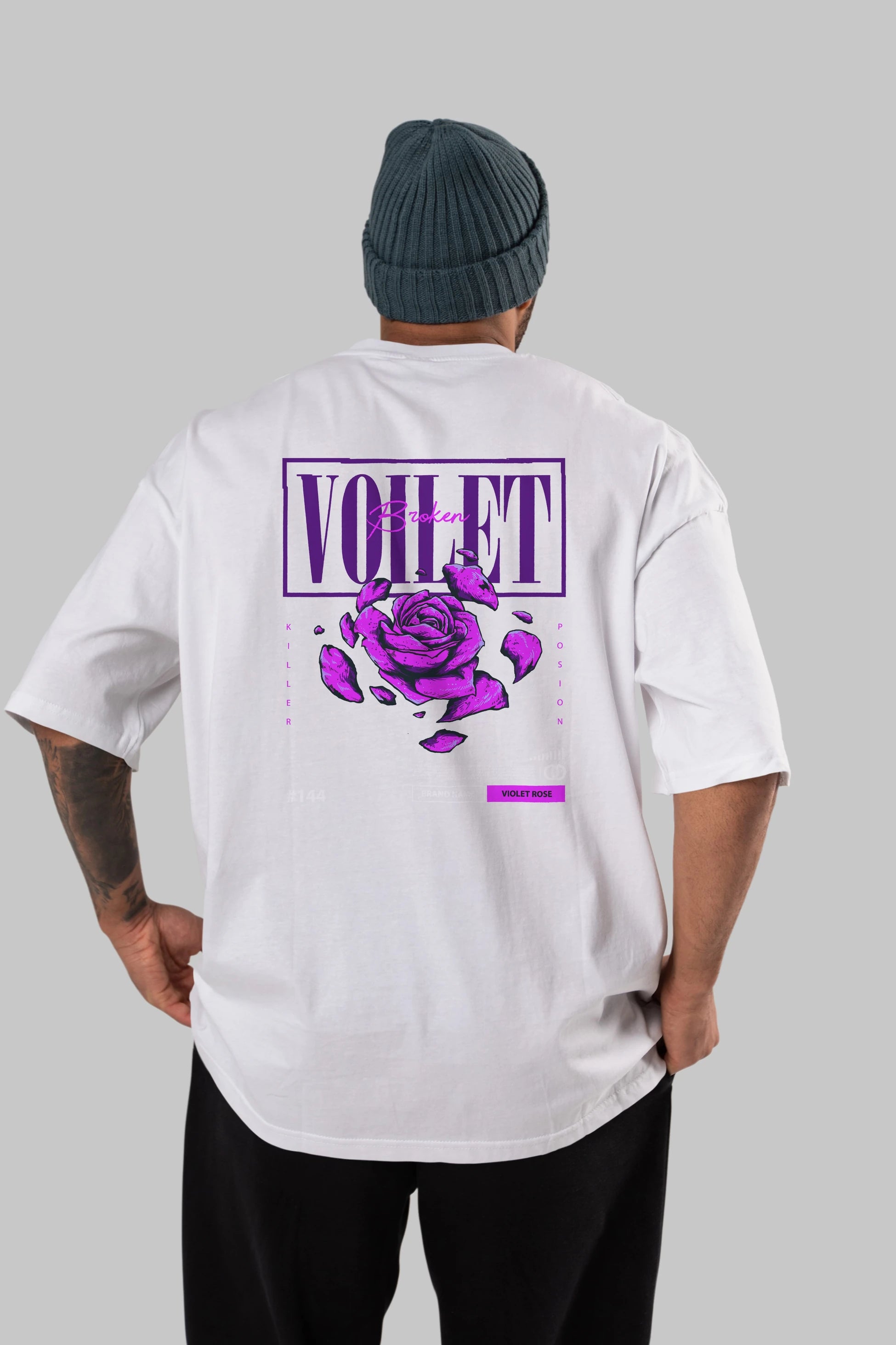 Voilet Broken Arka Baskılı Oversize t-shirt Erkek Kadın Unisex