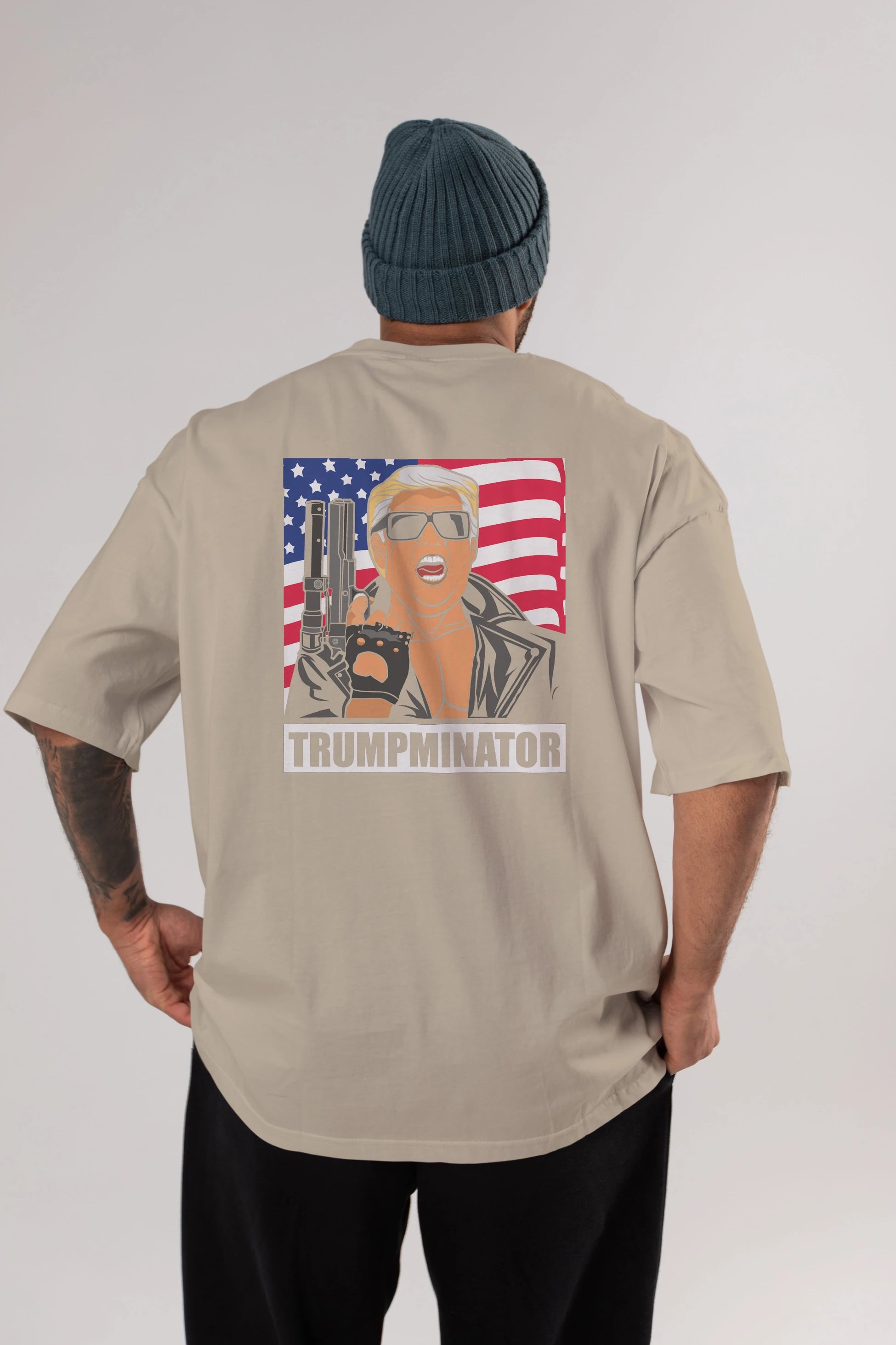Trumpminator Arka Baskılı Oversize t-shirt Erkek Kadın Unisex %100 Pamuk tişort