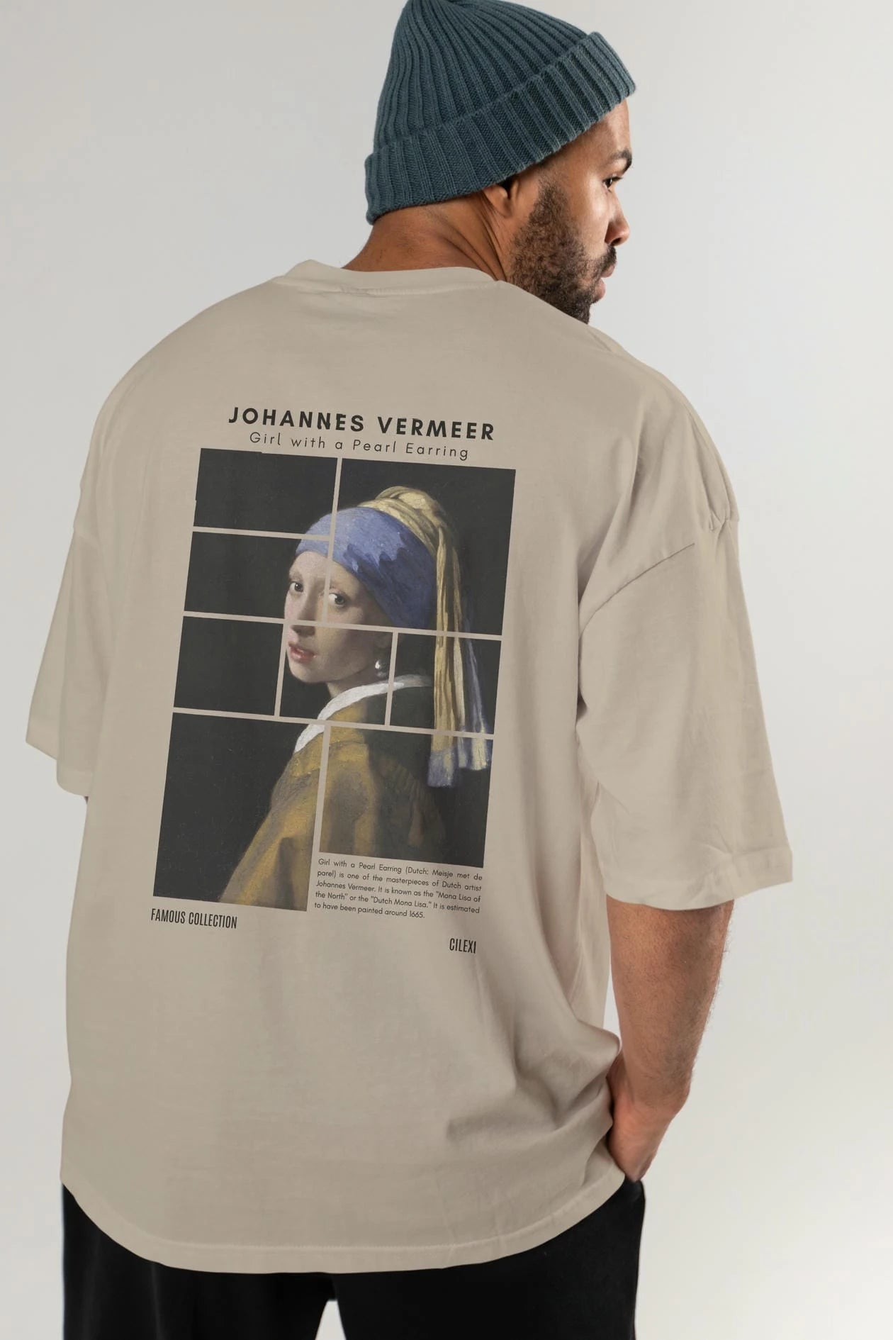 Johannes Vermeer Arka Baskılı Oversize t-shirt Erkek Kadın Bisiklet Yaka Pamuk tişort