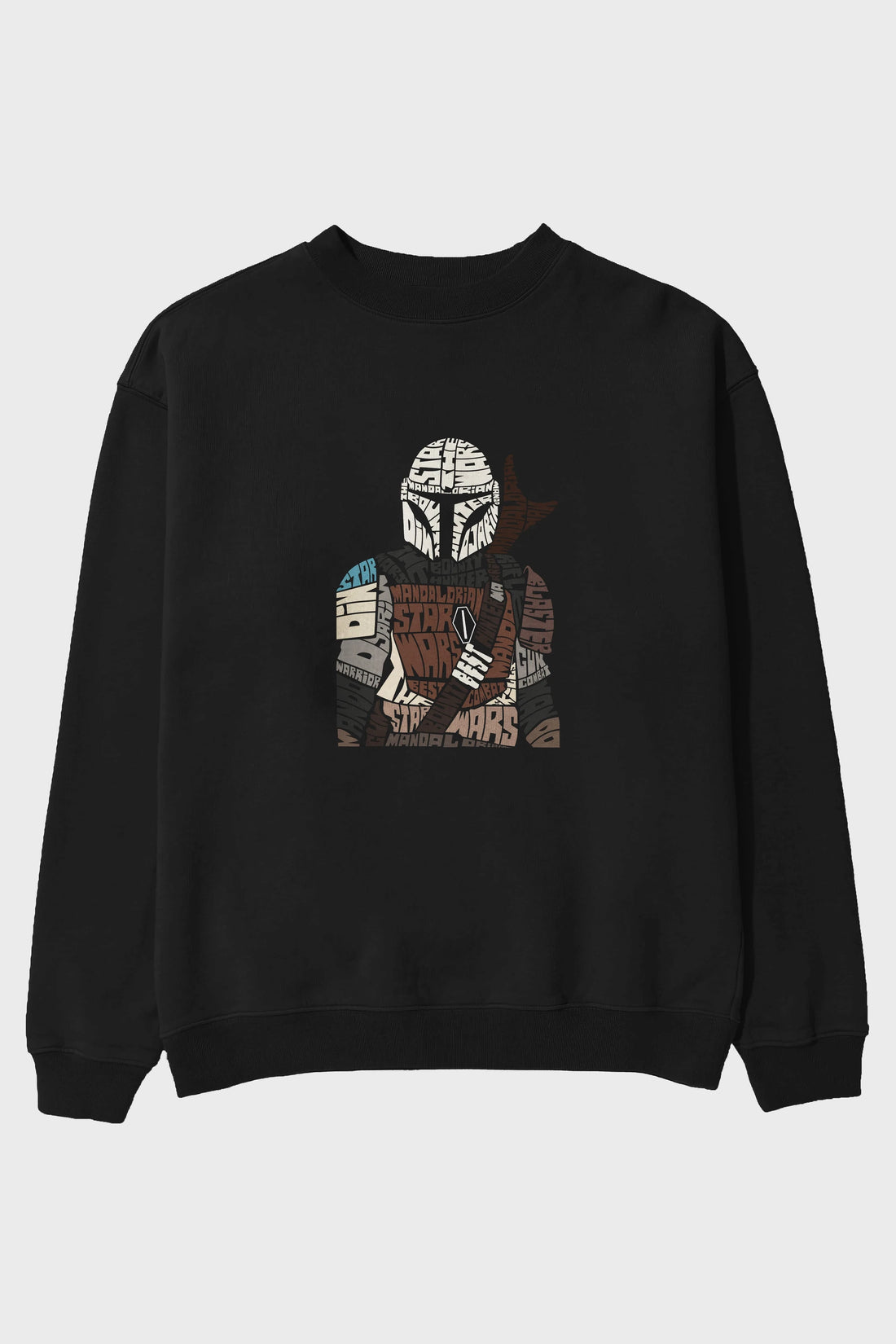 Mandalorian Ön Baskılı Oversize Sweatshirt Erkek Kadın Unisex