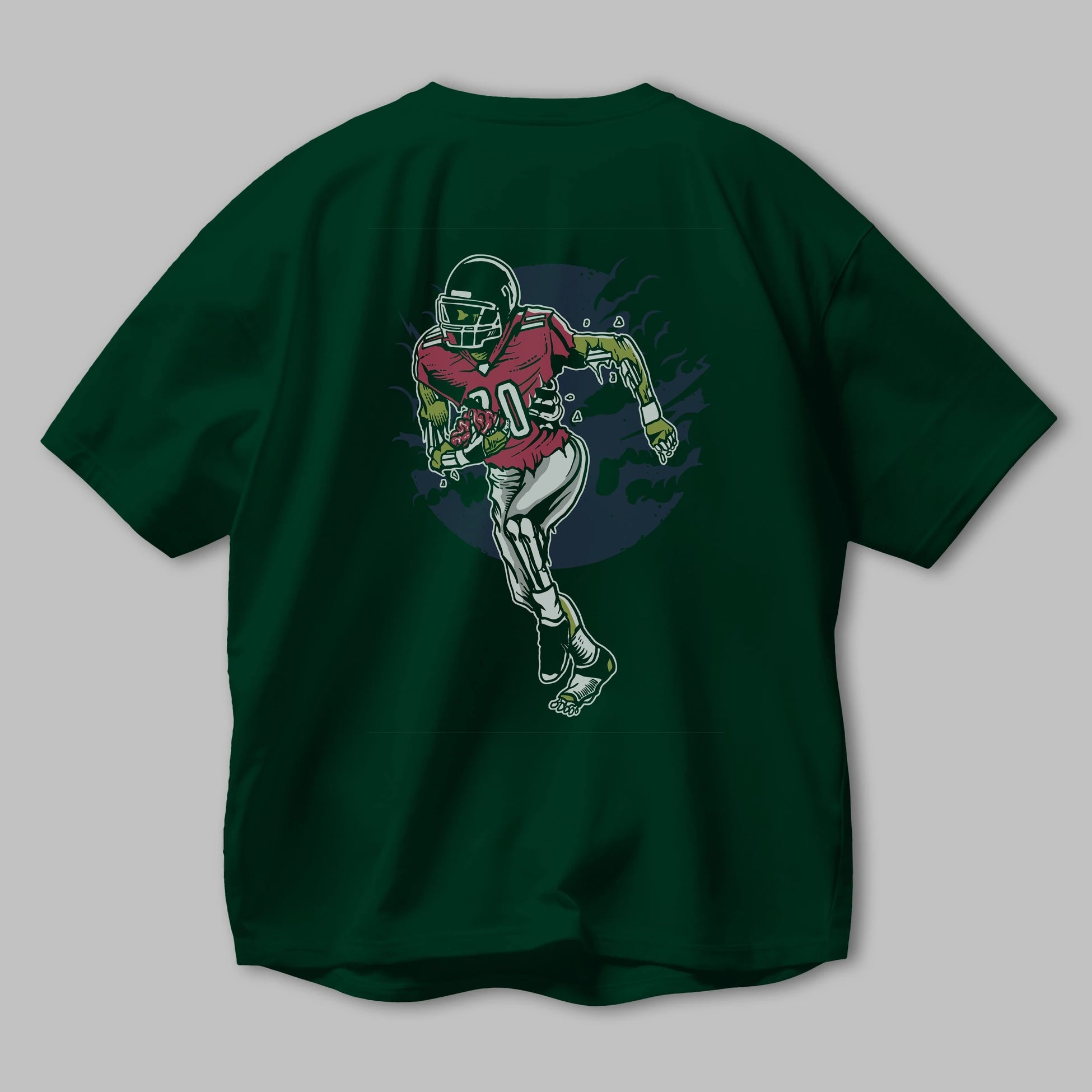 Zombie Football Arka Baskılı Oversize t-shirt Erkek Kadın Unisex %100 Pamuk