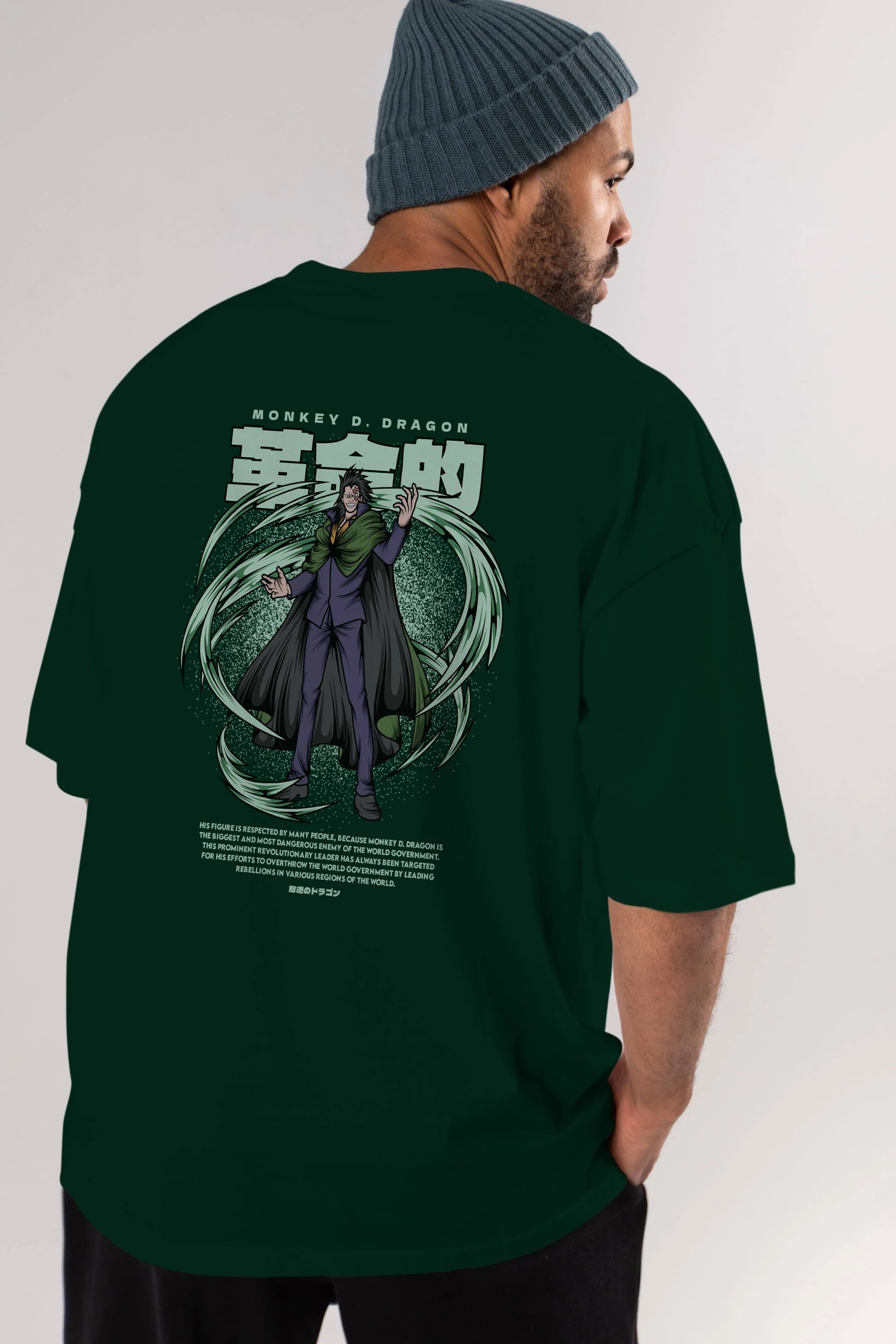 Monkey D. Dragon Anime Arka Baskılı Oversize t-shirt Erkek Kadın Unisex