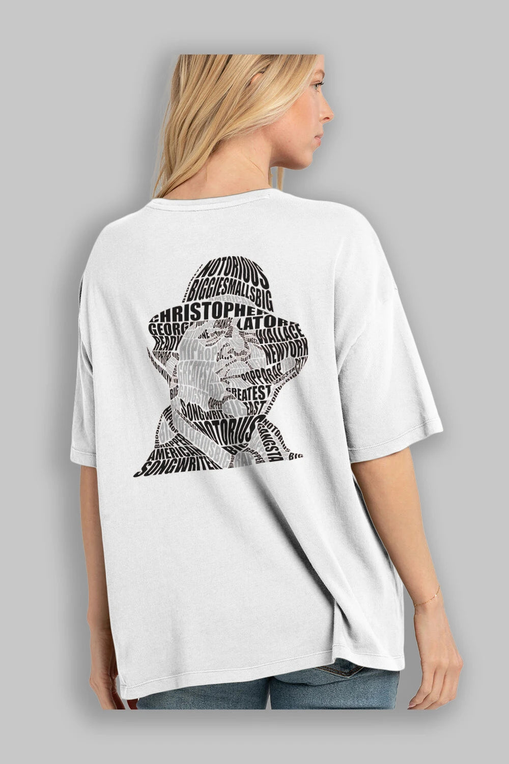 Notorious Big Calligram Arka Baskılı Oversize t-shirt %100 pamuk Erkek Kadın Unisex