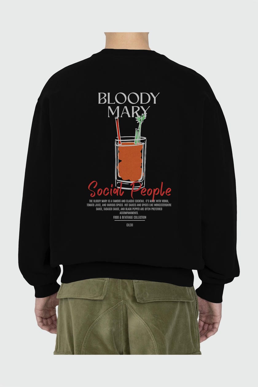 Bloody Mary Arka Baskılı Oversize Sweatshirt Erkek Kadın Unisex