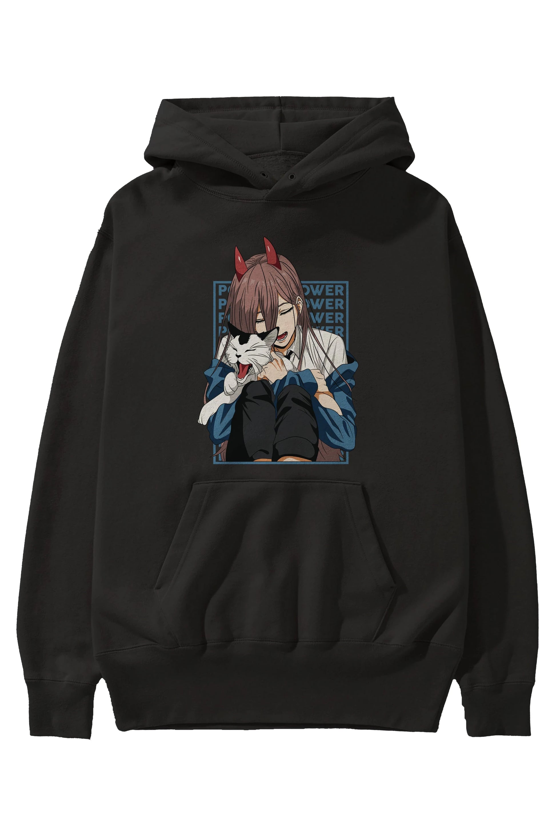 POWER CHAINSAWMAN Anime Ön Baskılı Hoodie Oversize Kapüşonlu Sweatshirt Erkek Kadın Unisex