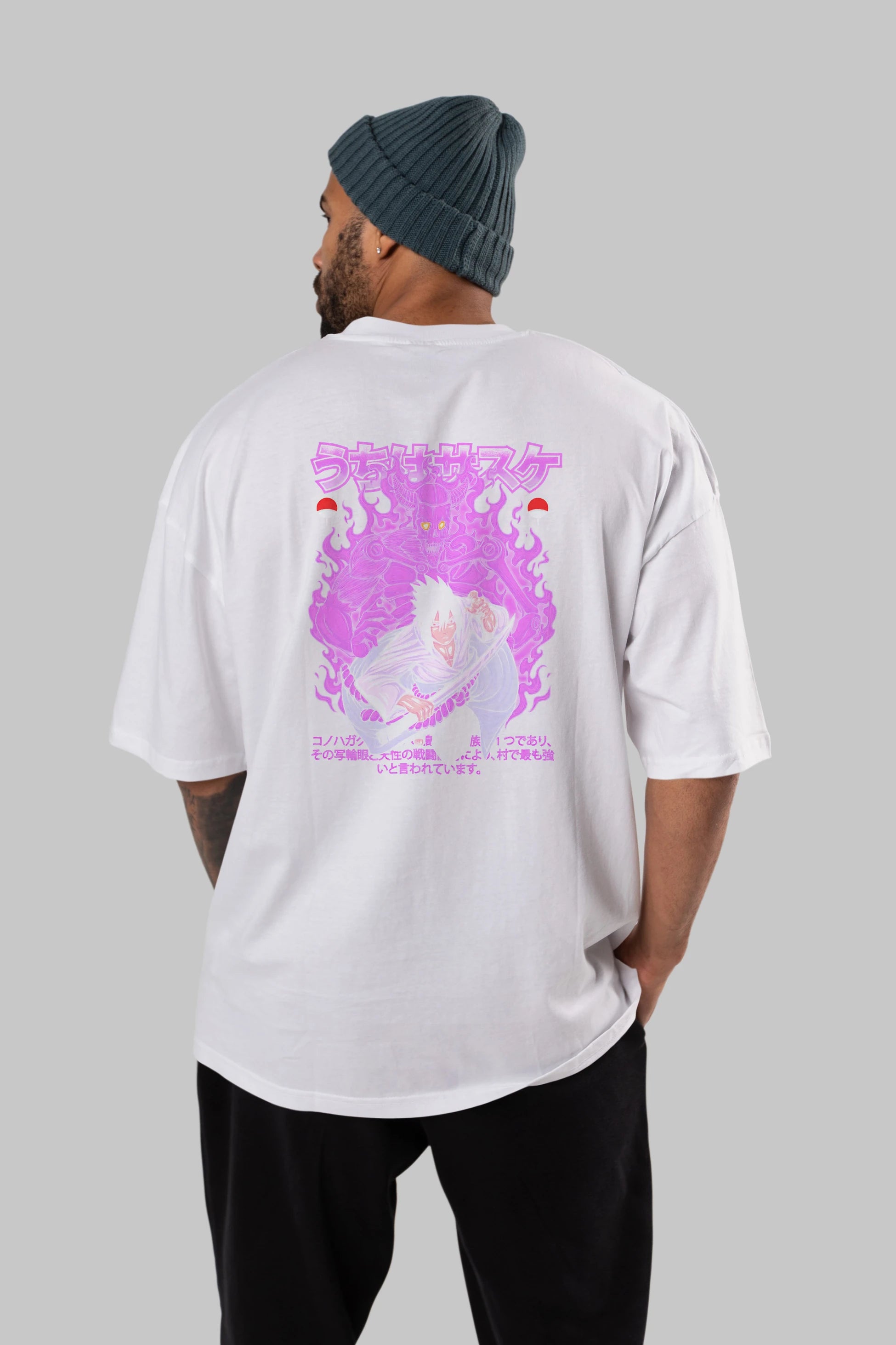 SASUKE UCHIHA NARUTO Anime Arka Baskılı Oversize t-shirt Erkek Kadın Unisex