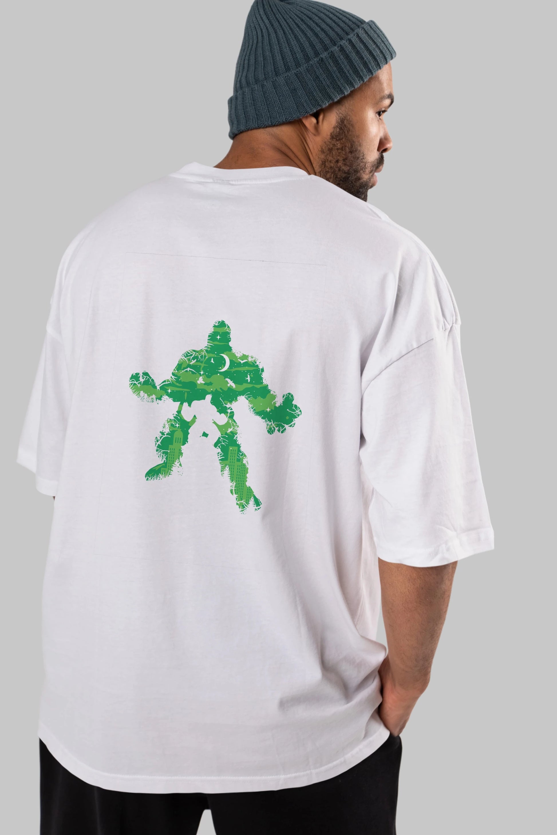 Green Monster Arka Baskılı Oversize t-shirt %100 pamuk Erkek Kadın Unisex