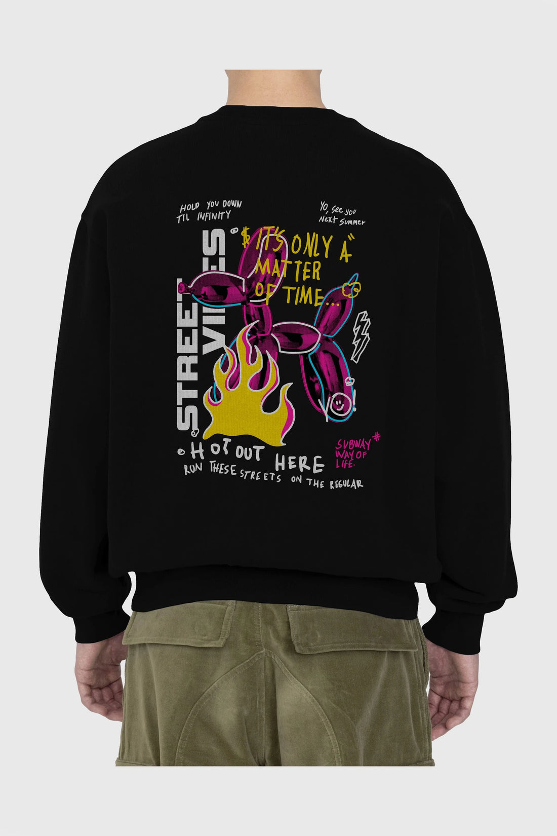 Street Vibes Arka Baskılı Oversize Sweatshirt Erkek Kadın Unisex