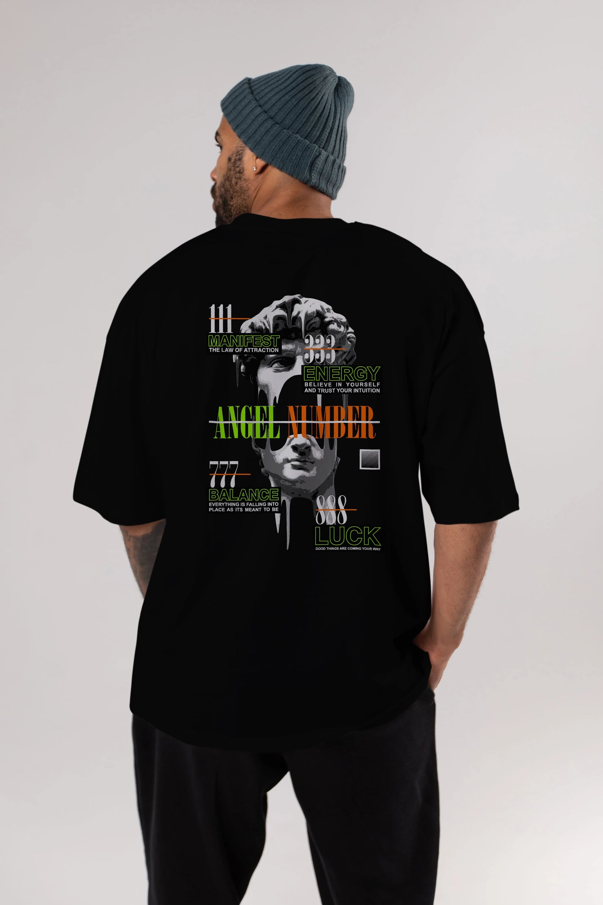 Angel Number Arka Baskılı Oversize t-shirt Erkek Kadın Unisex