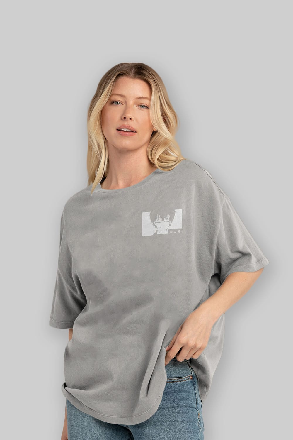 Rei Kiriyama 3 Ön Sol Baskılı Oversize t-shirt Erkek Kadın Unisex %100 Pamuk Bisiklet Yaka tişort