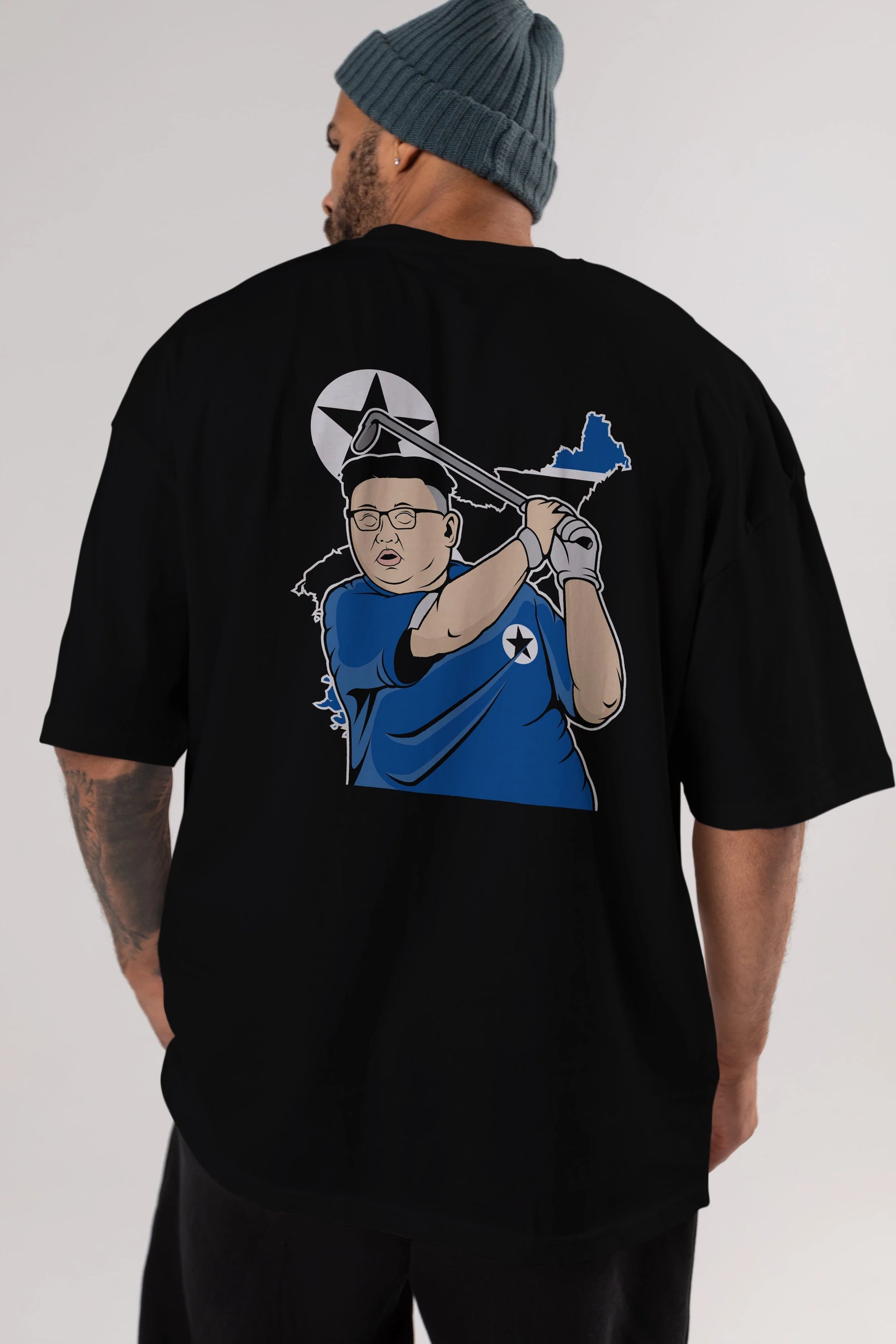 Kim Golf Arka Baskılı Oversize t-shirt Erkek Kadın Unisex %100 Pamuk tişort