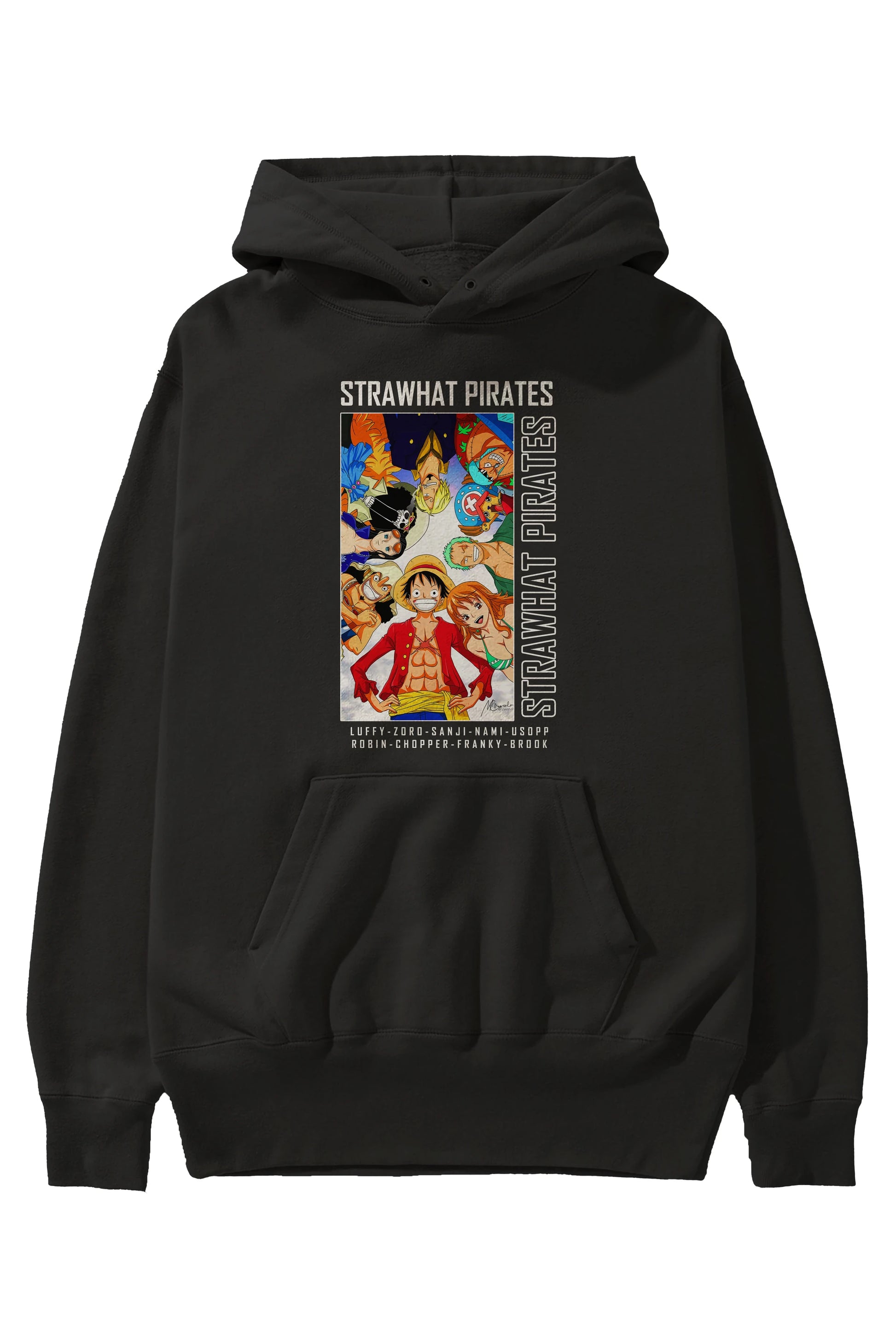 Luffy Strahwat Anime Ön Baskılı Hoodie Oversize Kapüşonlu Sweatshirt Erkek Kadın Unisex
