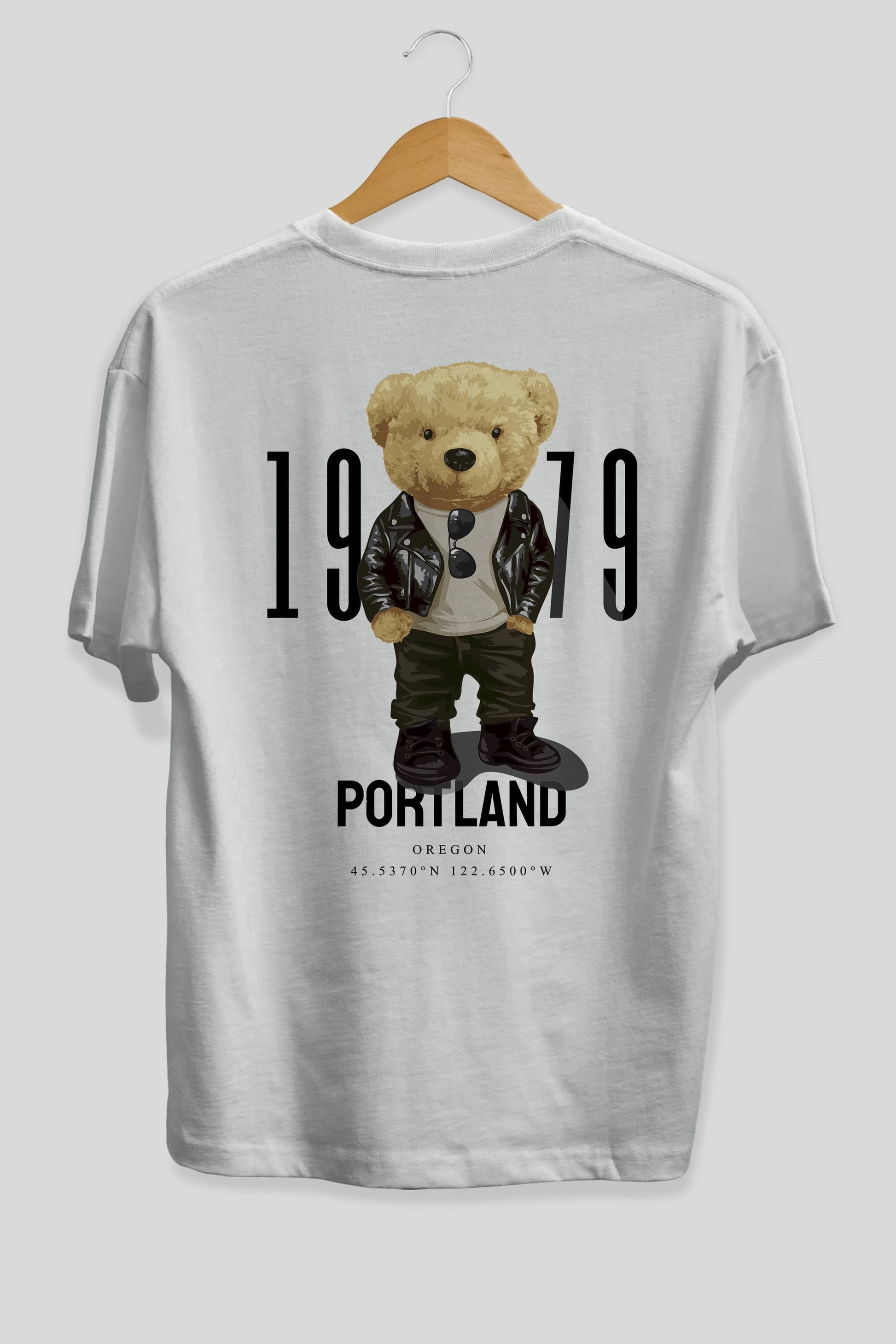 Teddy Bear Portland Arka Baskılı Oversize t-shirt Erkek Kadın Unisex %100 Pamuk