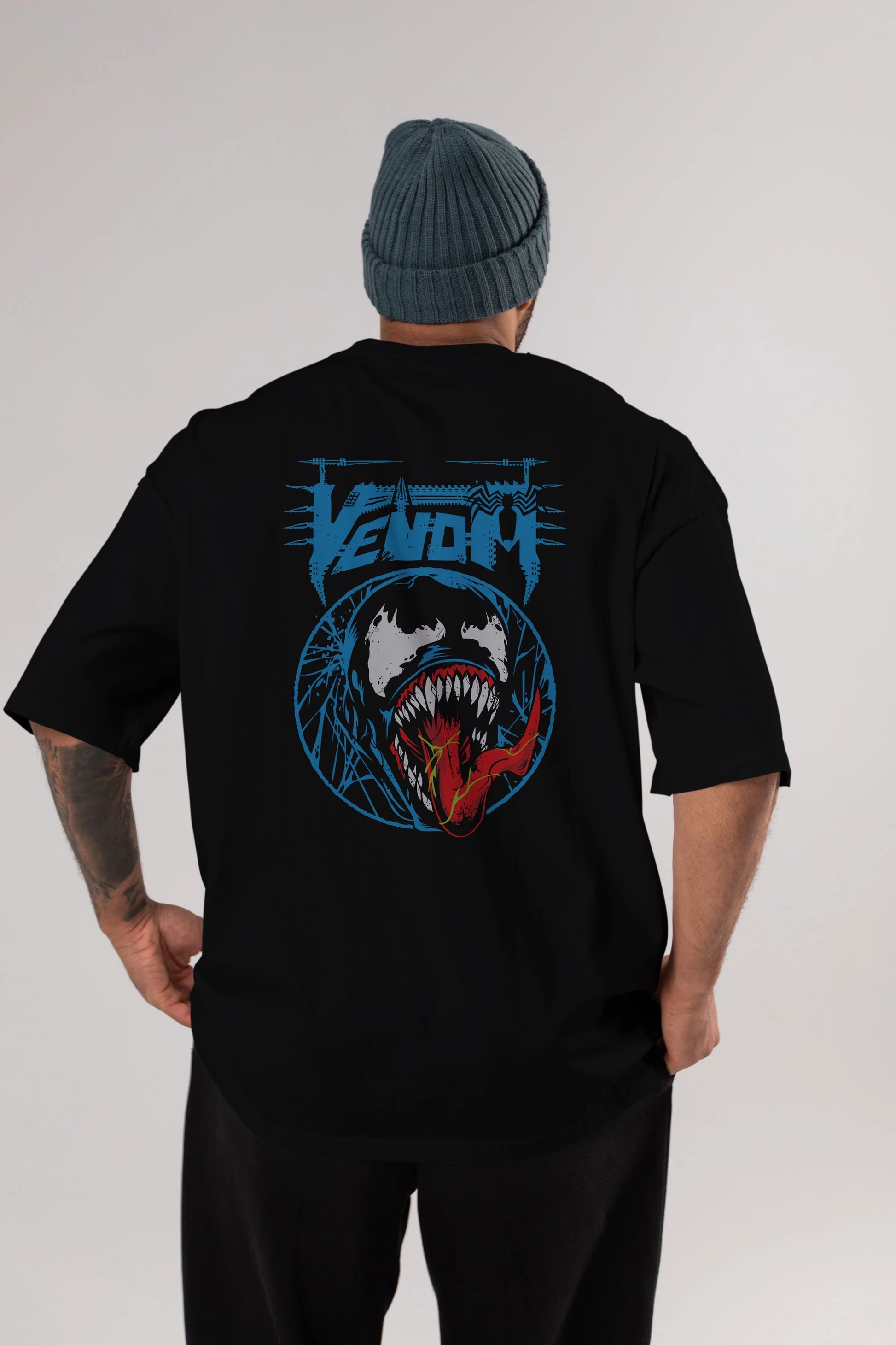 Venom (23) Arka Baskılı Oversize t-shirt Erkek Kadın Unisex %100 Pamuk Bisiklet Yaka tişort