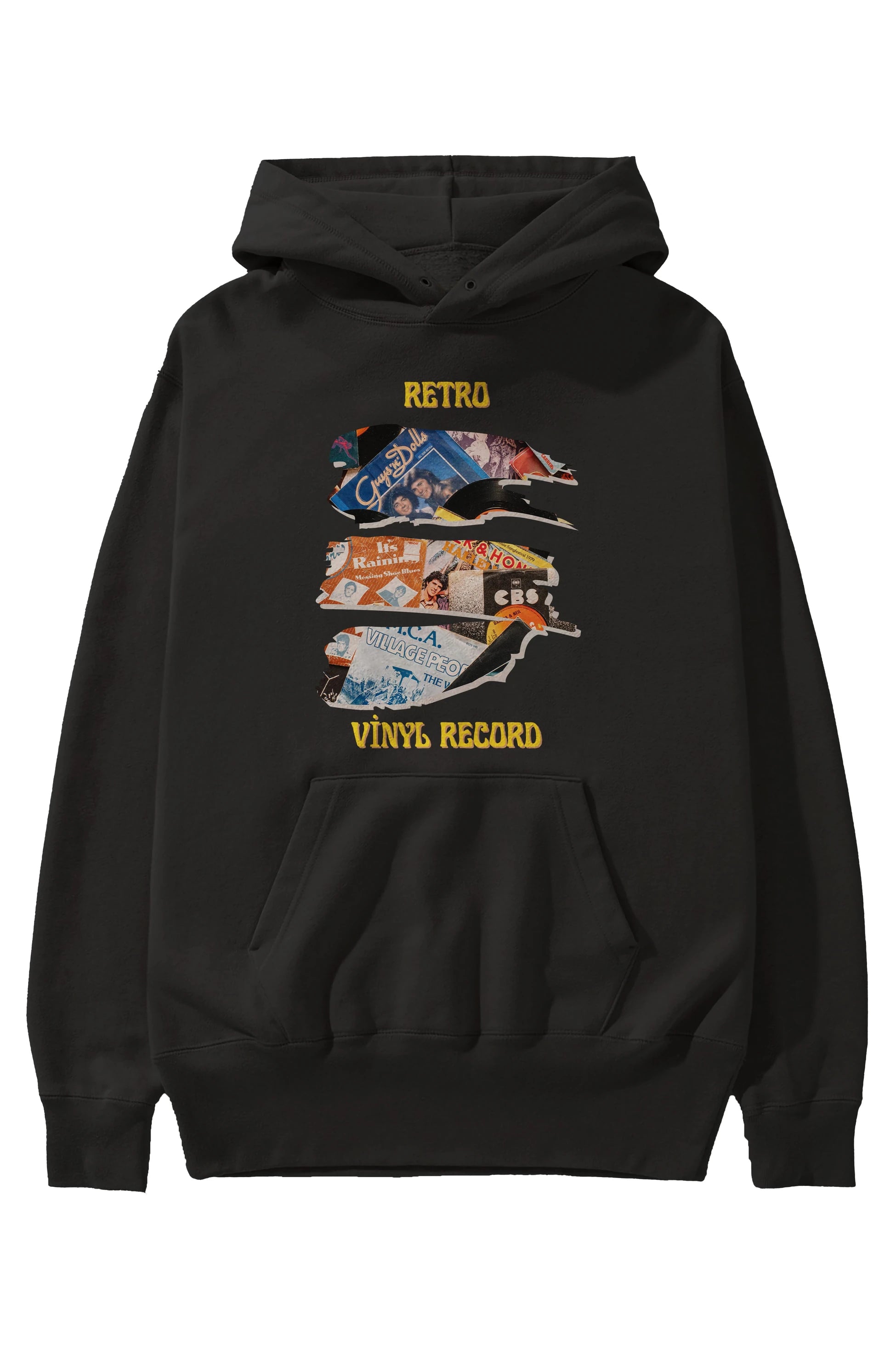 Retro Design Ön Baskılı Oversize Hoodie Kapüşonlu Sweatshirt Erkek Kadın Unisex