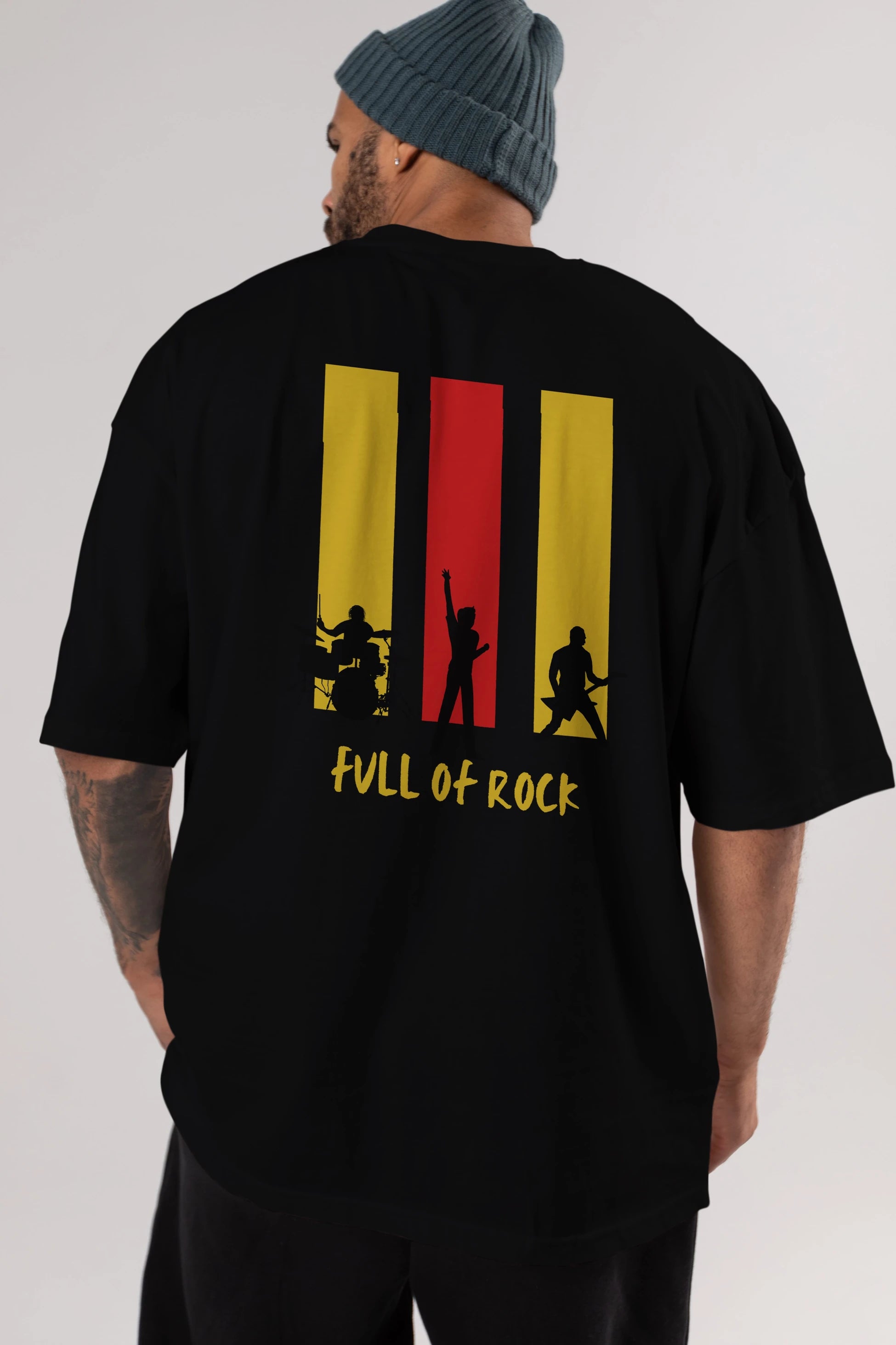 Full of Rock Yazılı Arka Baskılı Oversize t-shirt Erkek Kadın Unisex