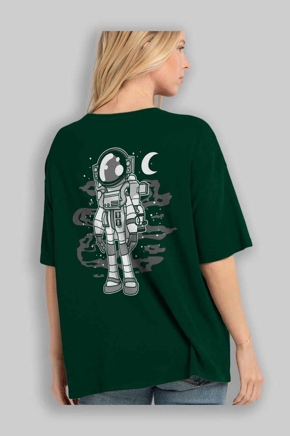 Astronaut Stand Arka Baskılı Oversize t-shirt Erkek Kadın Unisex