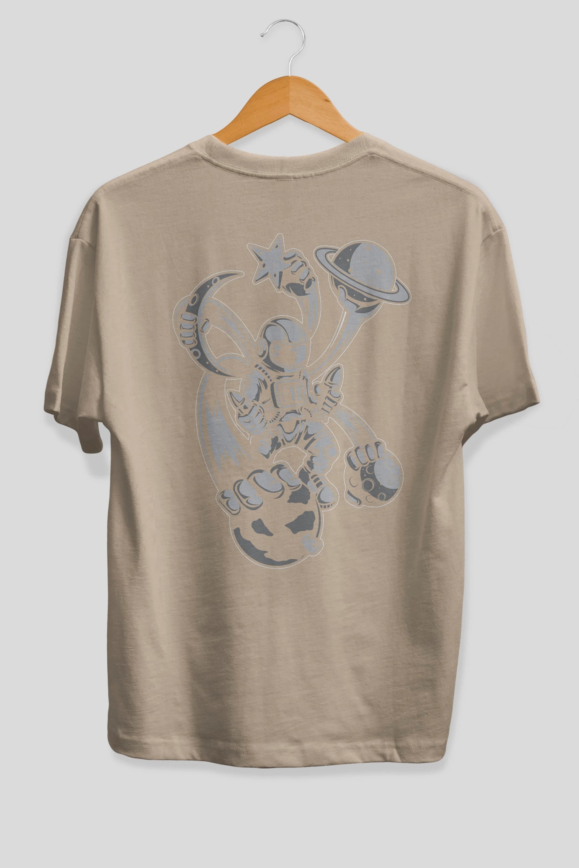 Astronaut Multiple Hands Arka Baskılı Oversize t-shirt Erkek Kadın Unisex