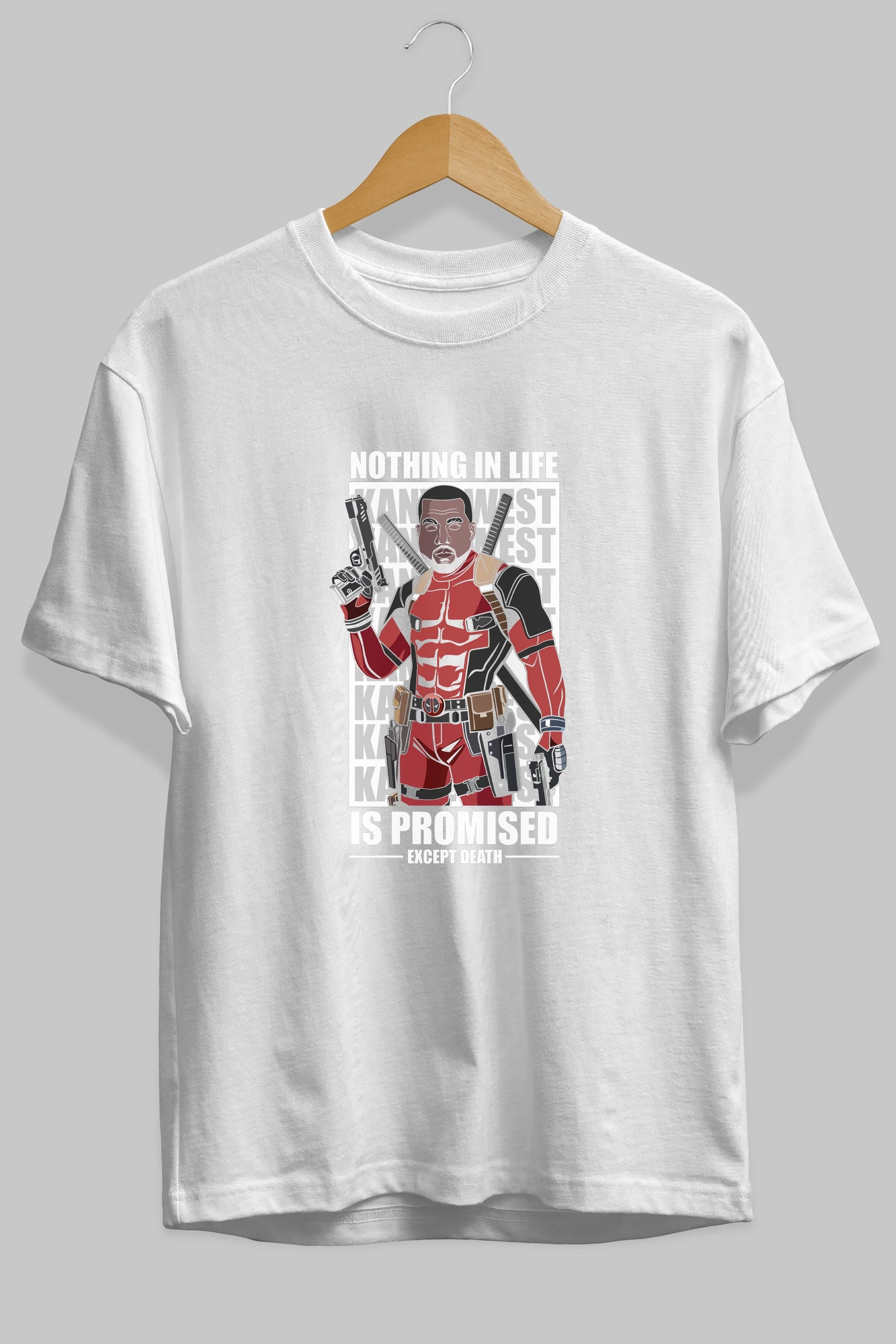 Kanye West Deadpool Ön Baskılı Oversize t-shirt Erkek Kadın Unisex %100 Pamuk tişort