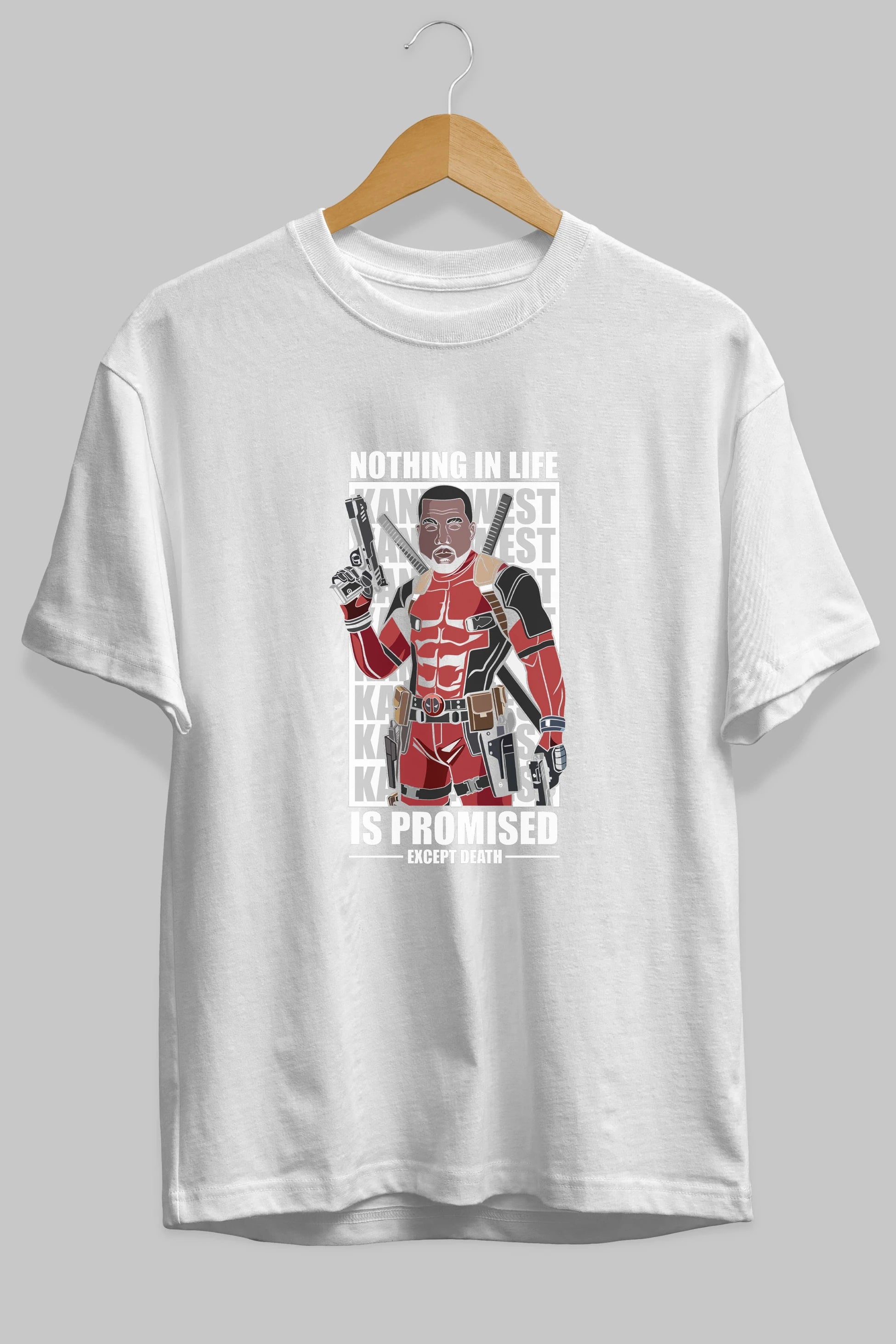 Kanye West Deadpool Ön Baskılı Oversize t-shirt Erkek Kadın Unisex %100 Pamuk tişort