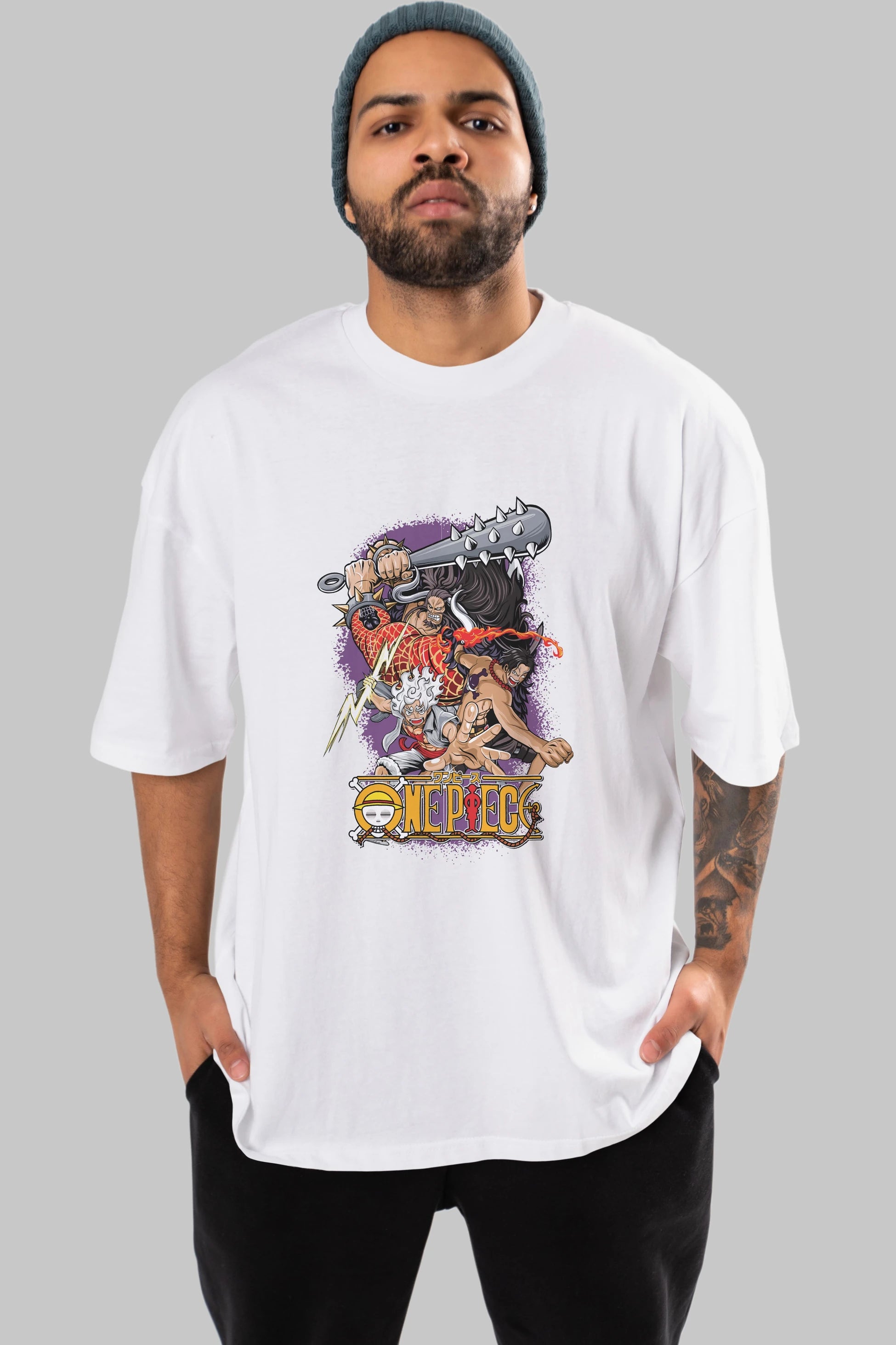 ONE PIECE (6) Anime Ön Baskılı Oversize t-shirt %100 pamuk Erkek Kadın Unisex
